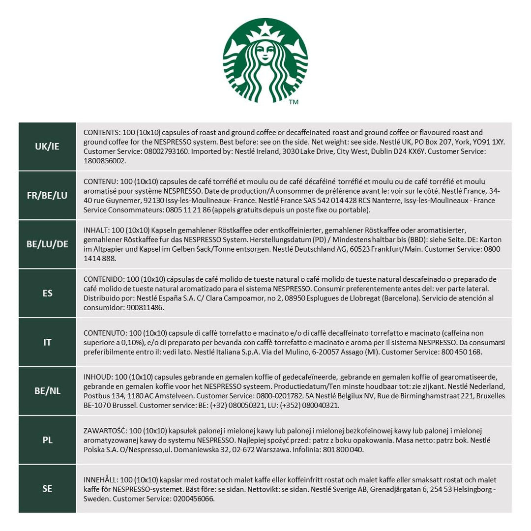 STARBUCKS - Coffee Shop Classics Espresso Roast Pack by Nespresso, 100 Capsules