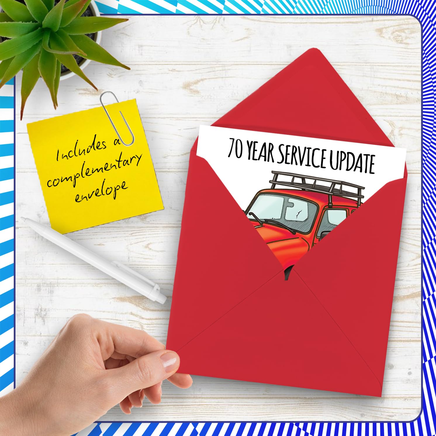 Stuff4 70th Birthday Card for Men & Women | 145mm Square Greeting Card | Funny Service Theme 5