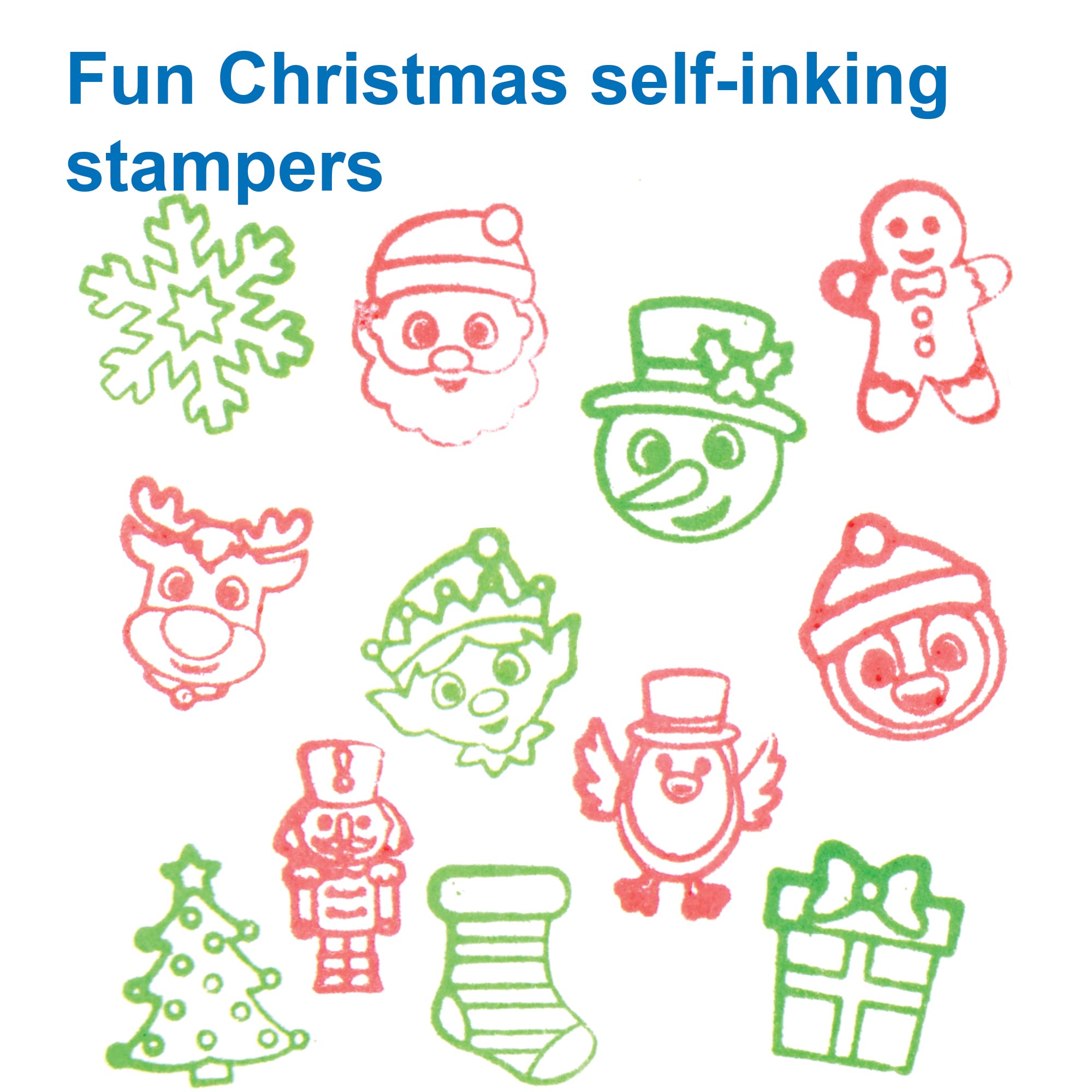 Baker Ross Christmas Self-Inking Stampers - Pack of 12, Ages 3+ 4