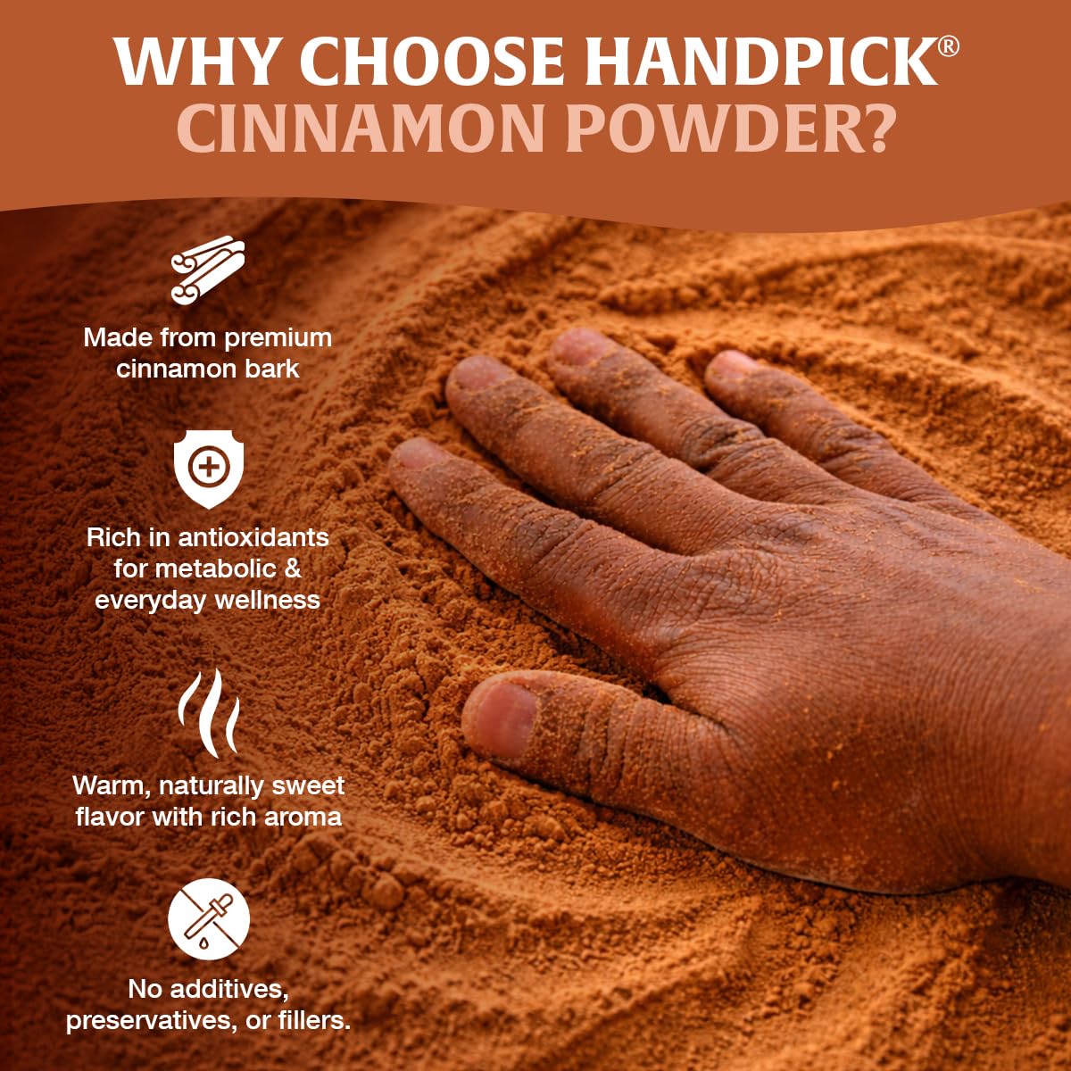 HANDPICK Cinnamon Powder - Raw Ground Spice for Cooking, Smoothies, Lattes & Tea | 200g (7oz) Resealable Pouch 3