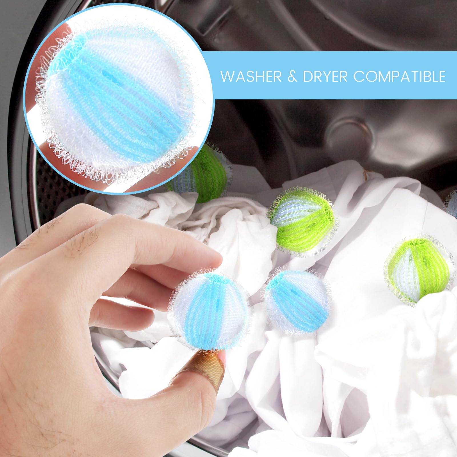 Lychico Laundry Anti-Tangle Dryer Balls - 12 Pack | Reusable Lint & Hair Remover 4