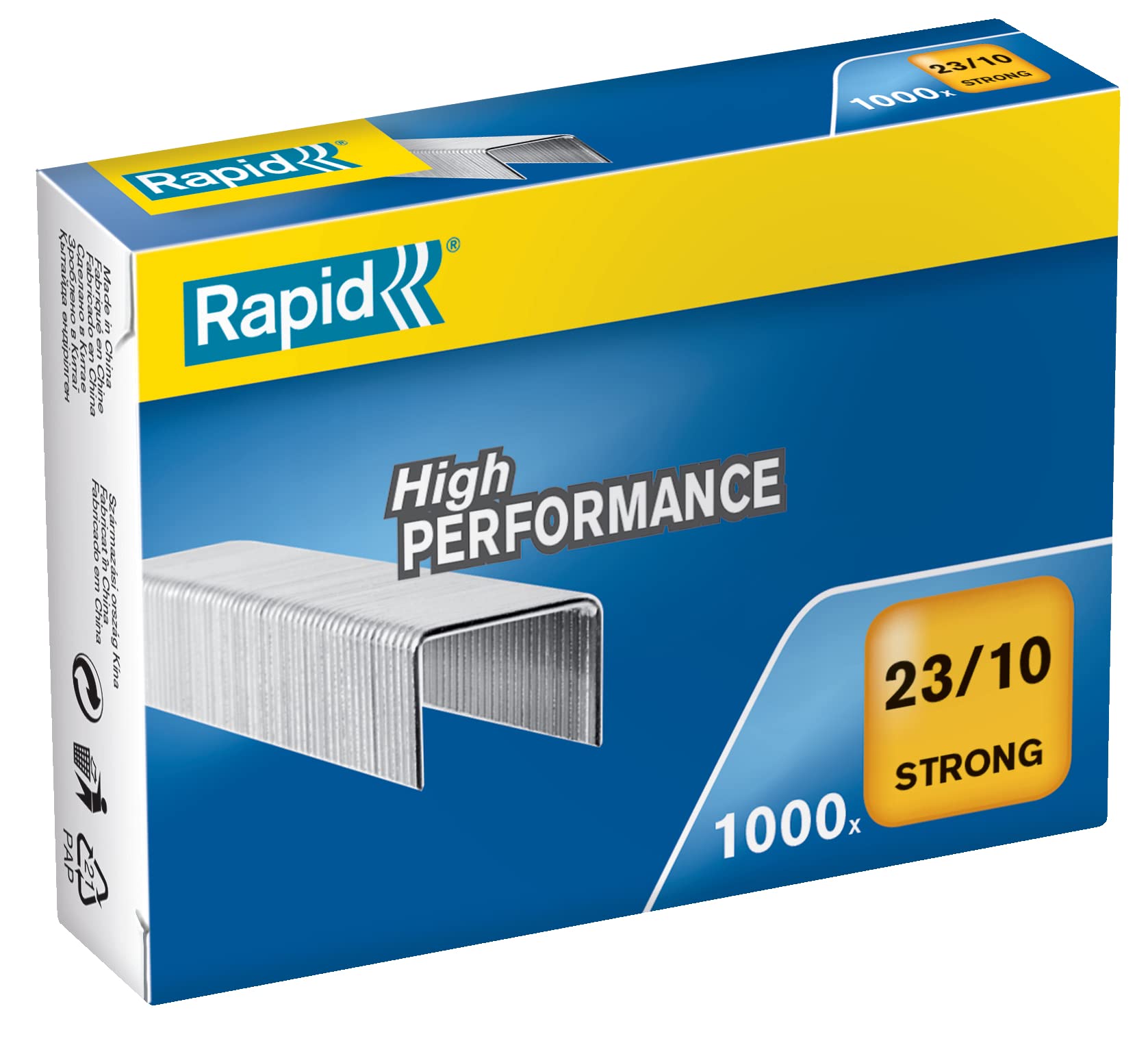 Rapid 23/10mm Strong Staples - Galvanised Wire | 40-70 Sheet Capacity | 1000 Count Box