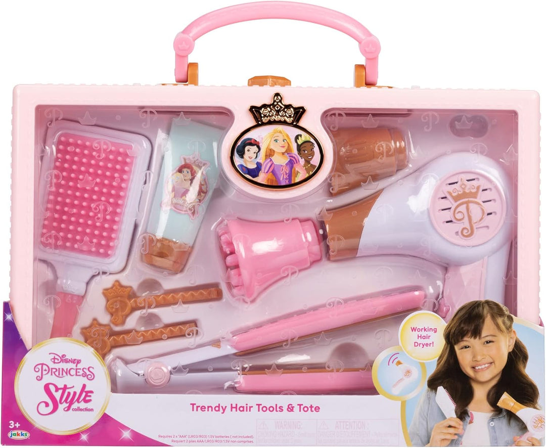 Disney Princess Style Collection - Trendy Hair Pretend Play Styling Tools with Sound & Storage Tote (DP-HairTote)