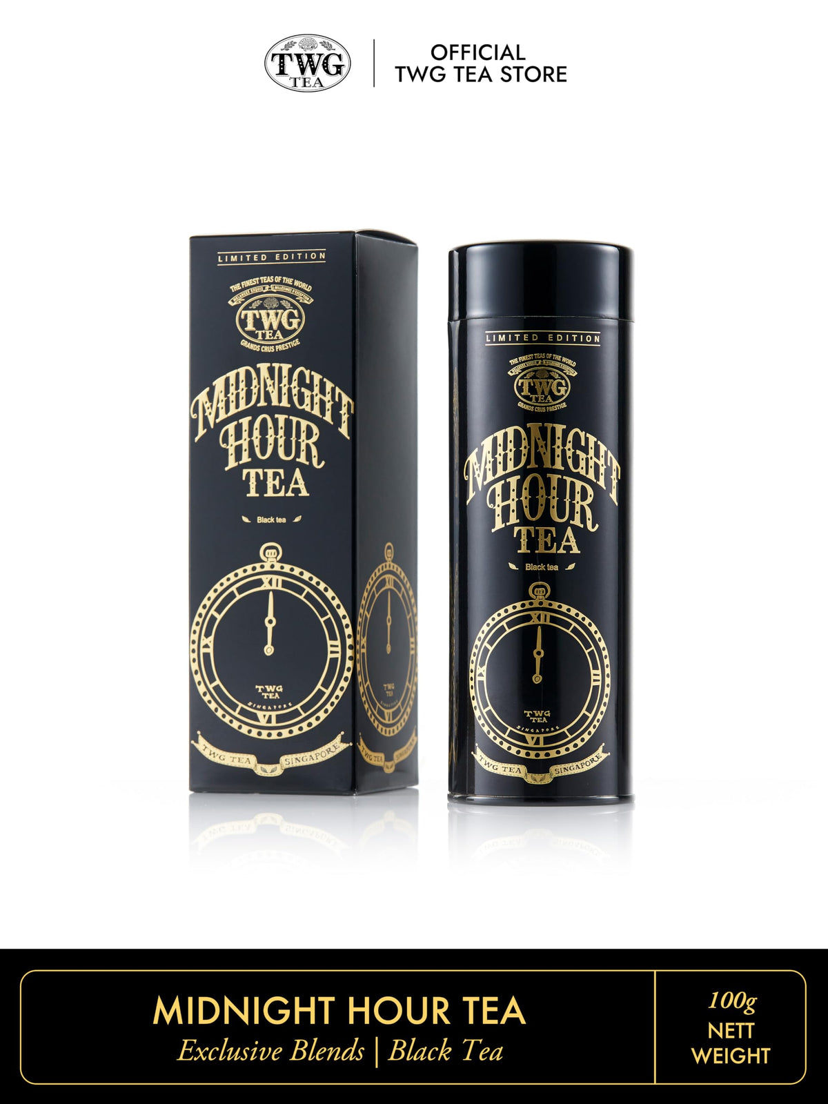 TWG Midnight Hour Tea - Decaffeinated Black Tea, Loose Leaf, 100 g