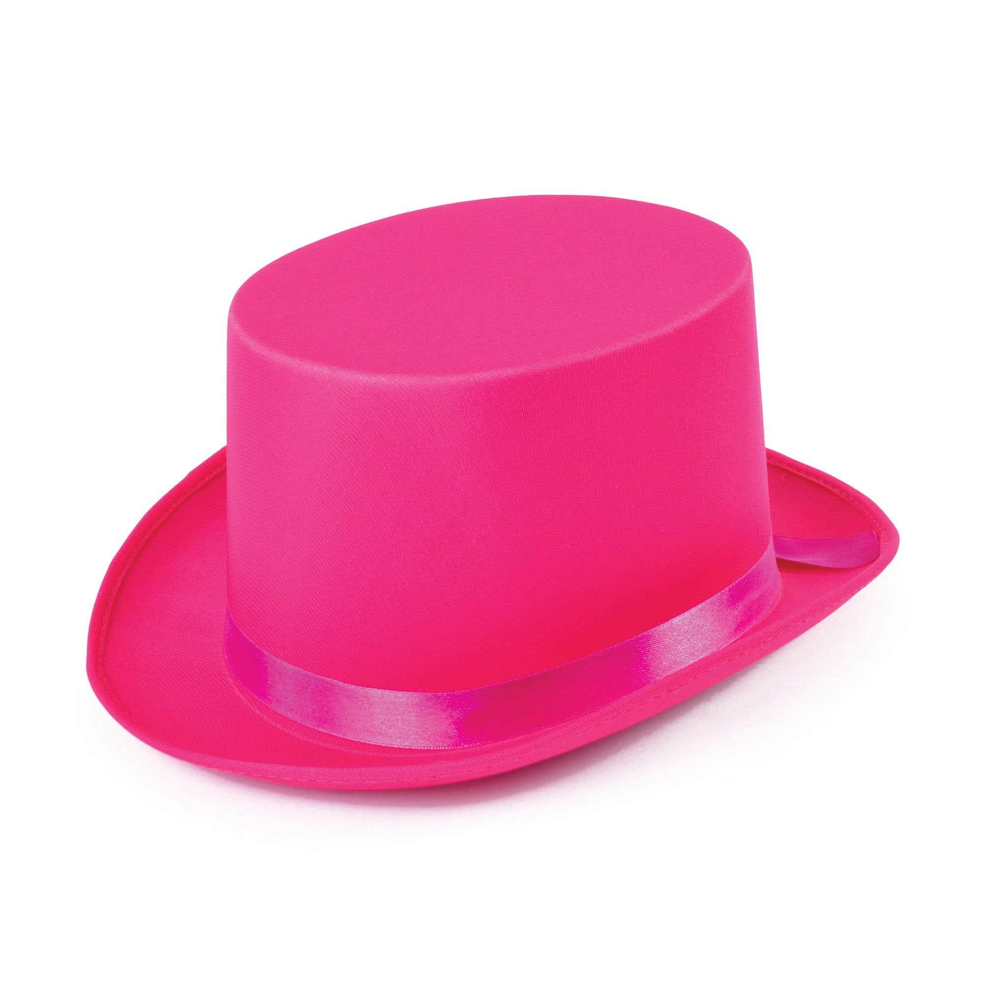 Vibrant Pink Satin Top Hat - Costume Accessory for Parties, Weddings, 1980s Events, Festivals, Music Shows, World Book Day, Halloween