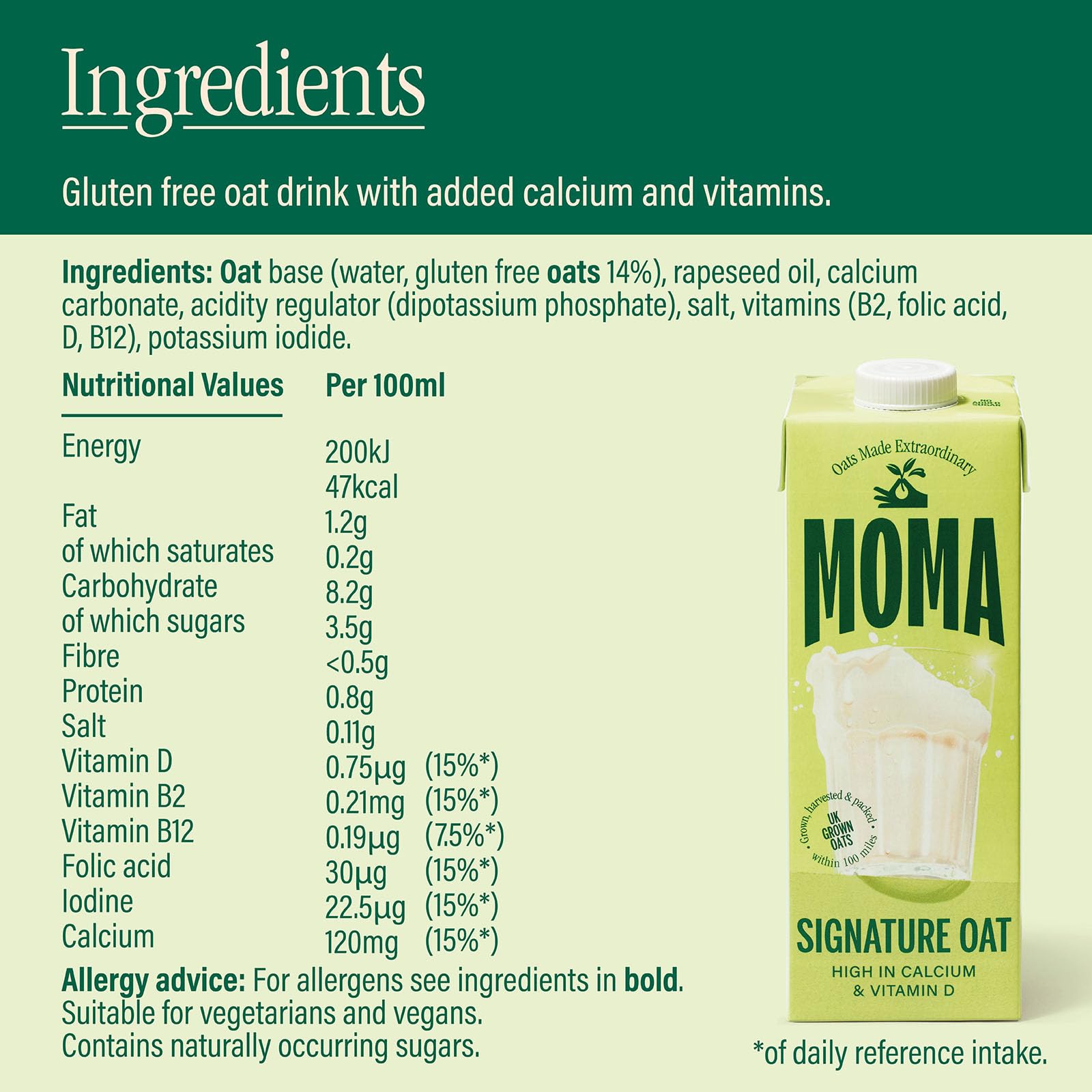 MOMA Signature Oat Drink - 1L - Plant-Based, Vegan, Calcium & Vitamin Enriched - Made with British Oats 11
