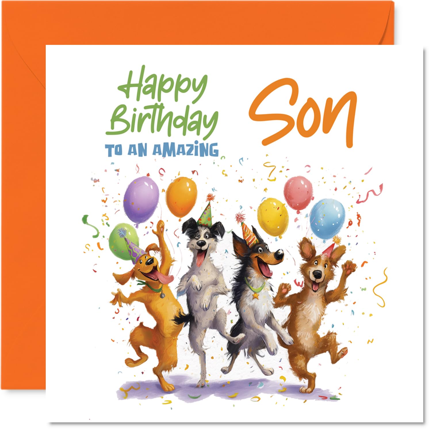 Stuff4 Playful Birthday Card for Son - Square Format | Blank Inside | Envelope Included 1