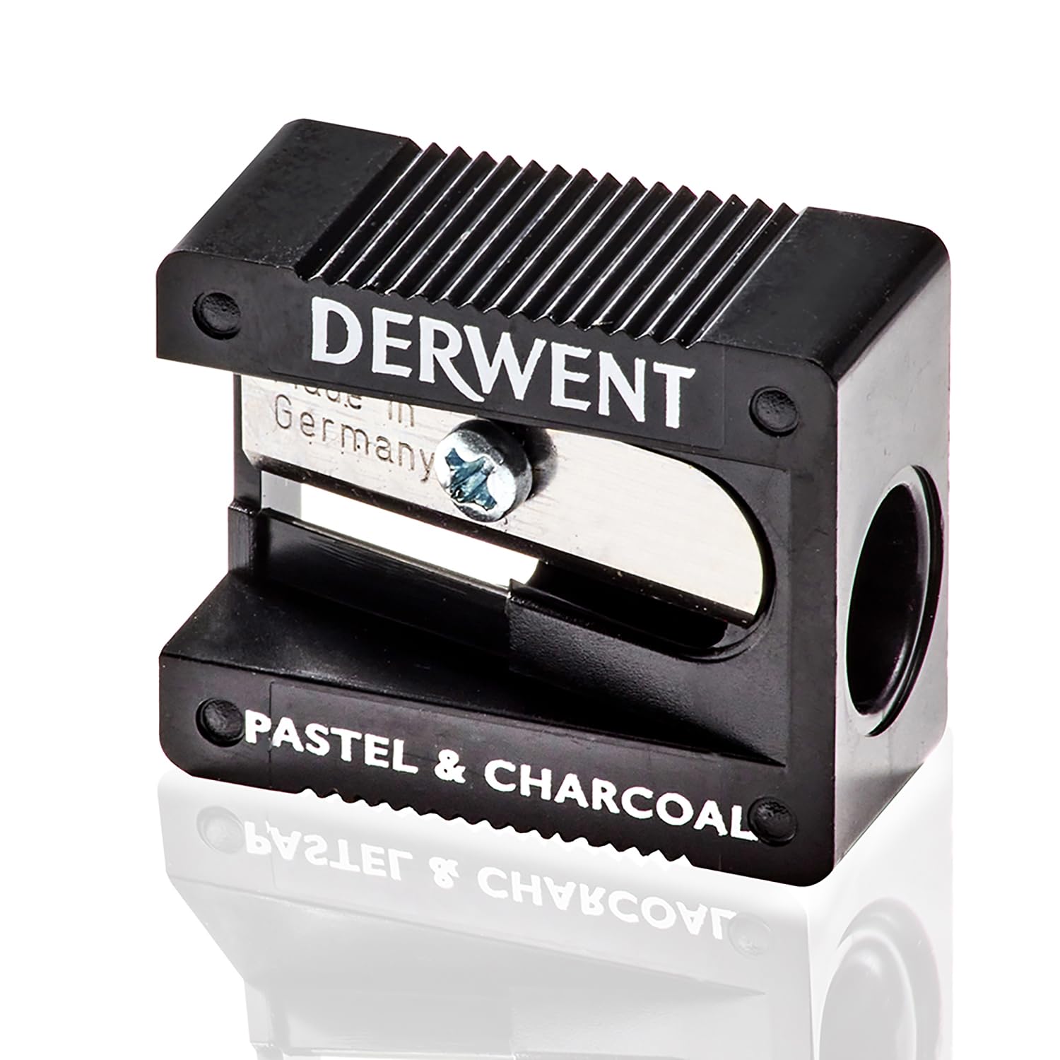 Derwent Manual Pastel & Charcoal Pencil Sharpener - For Fragile Media | Metal Construction | Black 1