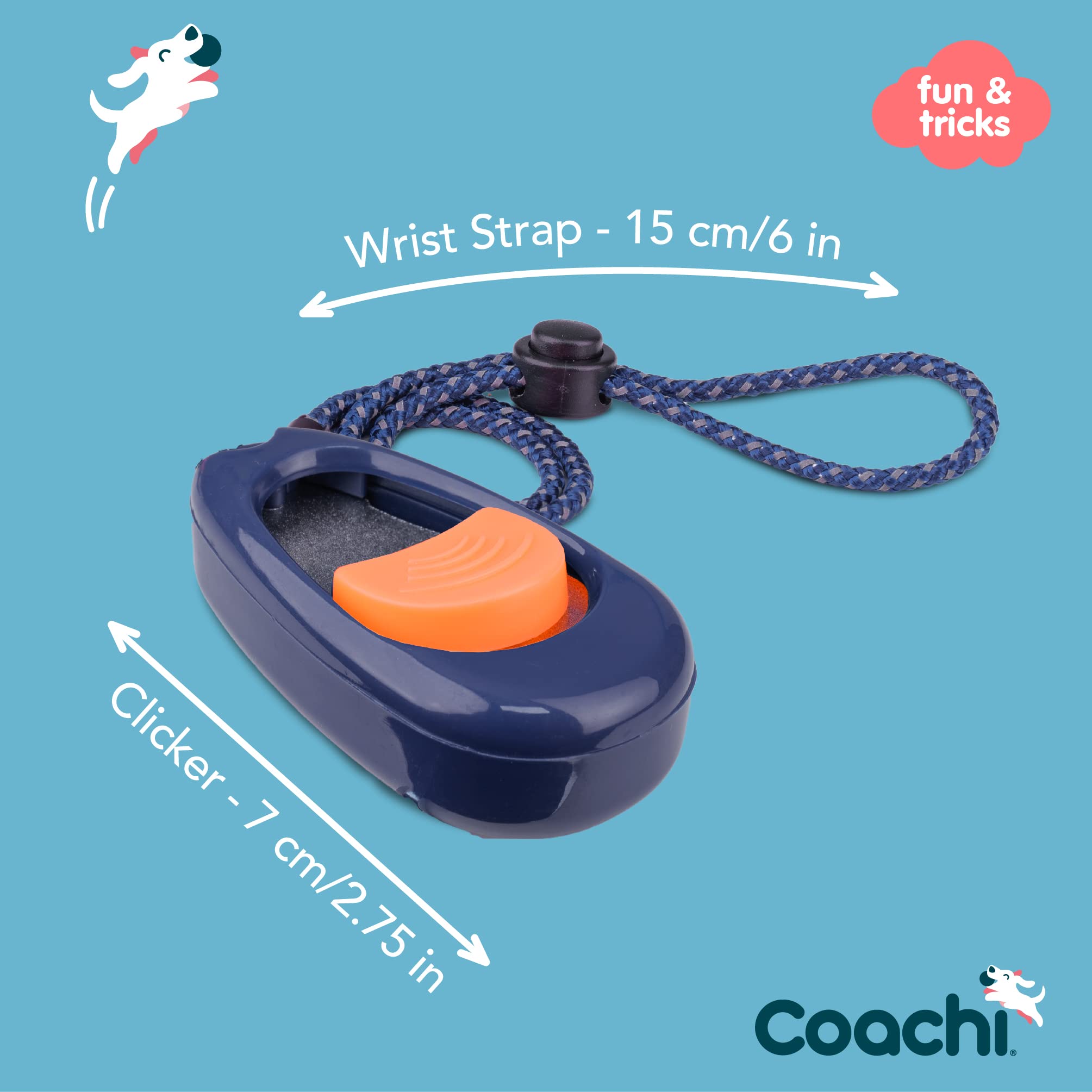 Coachi Multi-Clicker Dog Training Aid - 3 Volume Settings | Adjustable Wrist Strap | Navy/Coral 4