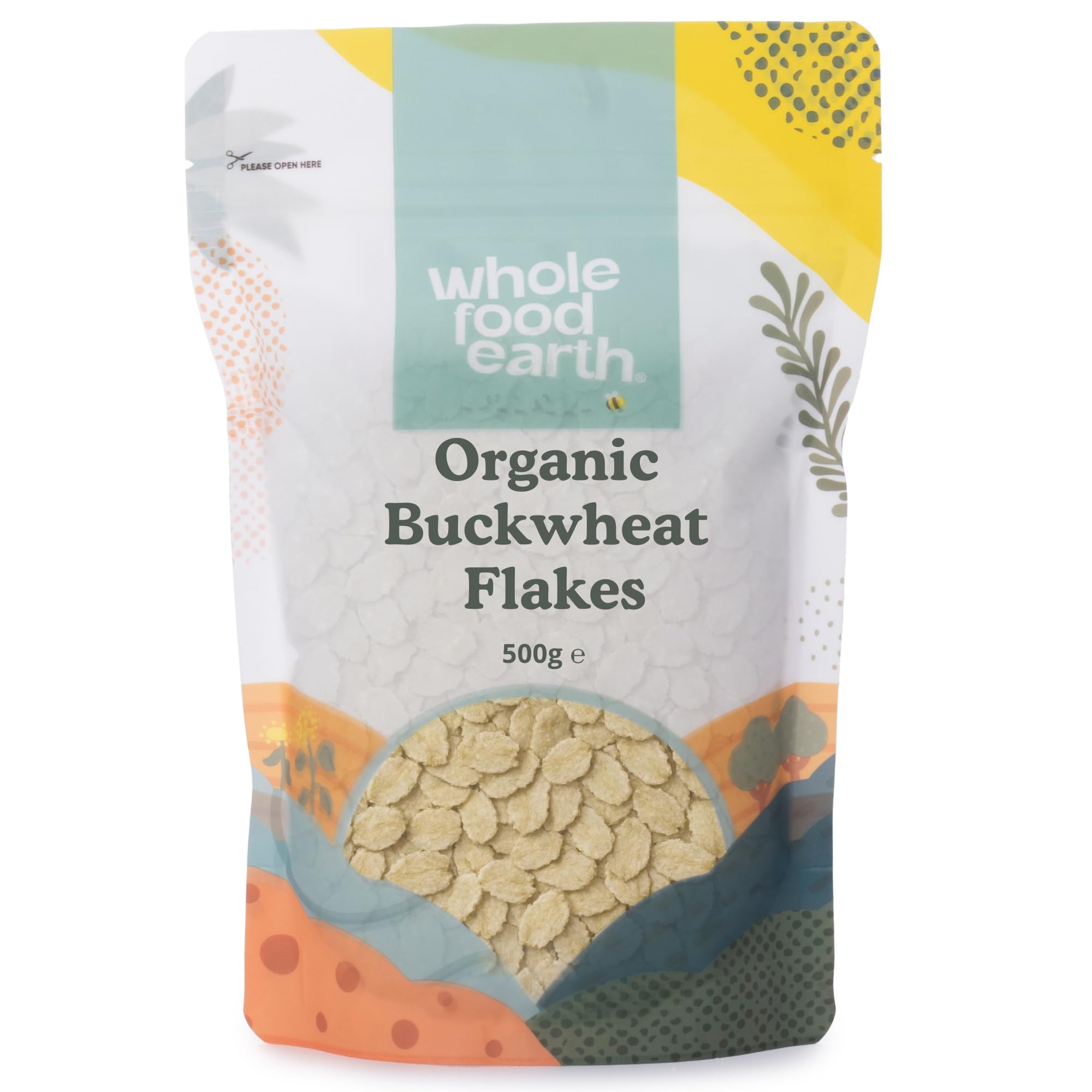 Wholefood Earth Organic Buckwheat Flakes - 500g | Raw | Vegan | Source of Fibre 1