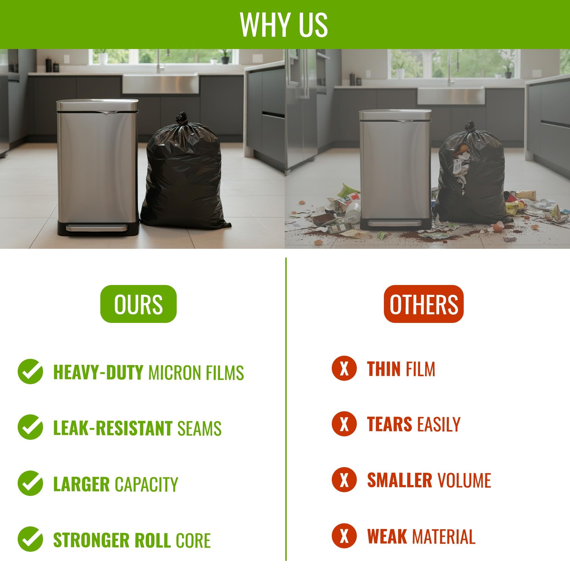 EcoBag Refuse Sacks - 70L Everyday (30µm) Heavy Duty Recyclable Bin Liners, 50 Count 9