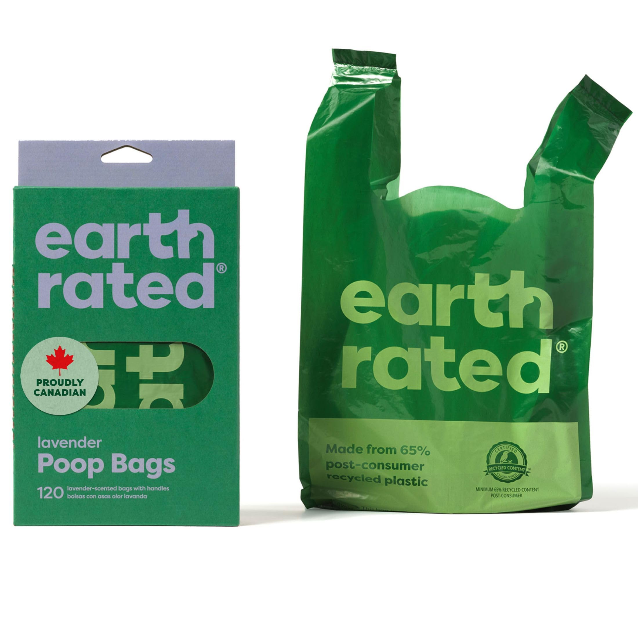 Earth Rated Dog Poo Bags with Handles - 120 Count, Lavender Scented, Leakproof | 34 cm x 17 cm