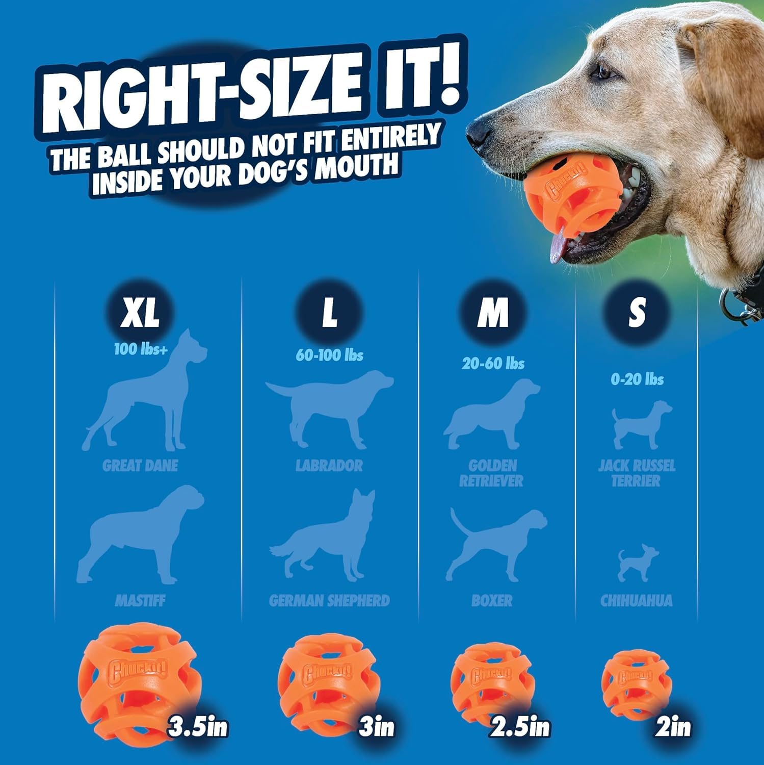 Chuckit! Breathe Right Fetch Ball - Medium Size, Natural Rubber, Floats | Perfect for Fetch