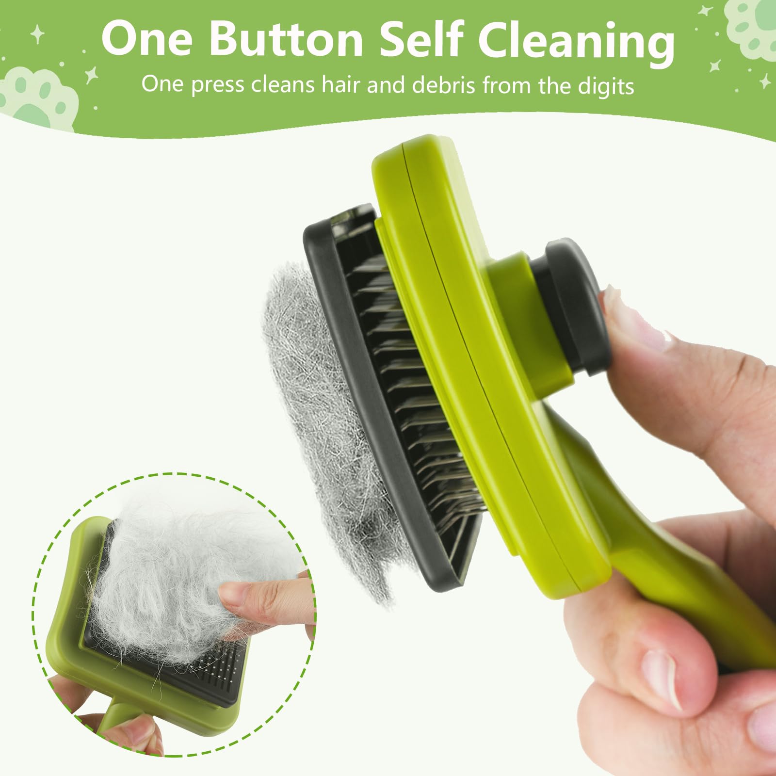 JADUFHU Self-Cleaning Slicker Pet Brush - Undercoat Removal | Stainless Steel Pins | Ergonomic Handle 2