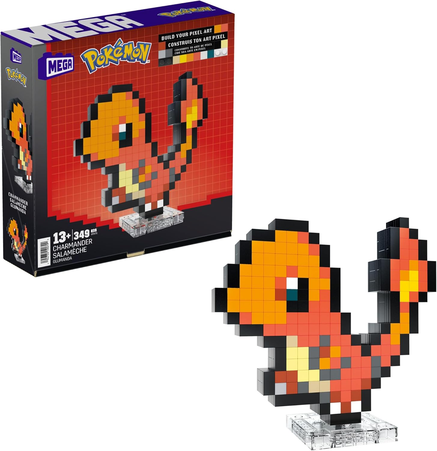 MEGA Pokémon Charmander Building Set - 349-Piece Pixel Art Figure for Adult Collectors 1