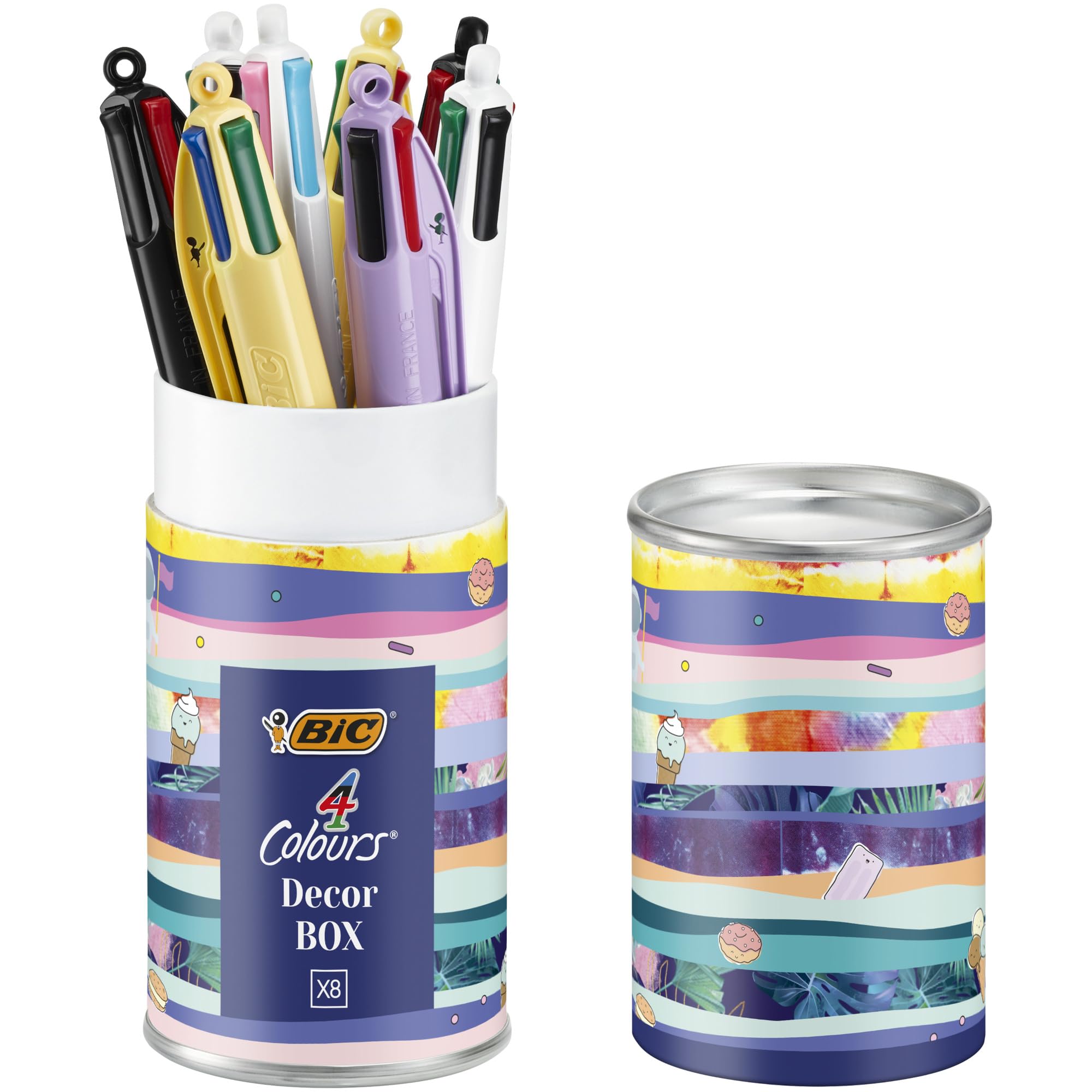 BIC 4 Colours Message Box - Retractable Ballpoint Pens Medium Nib (1.0 mm) - Pack of 8