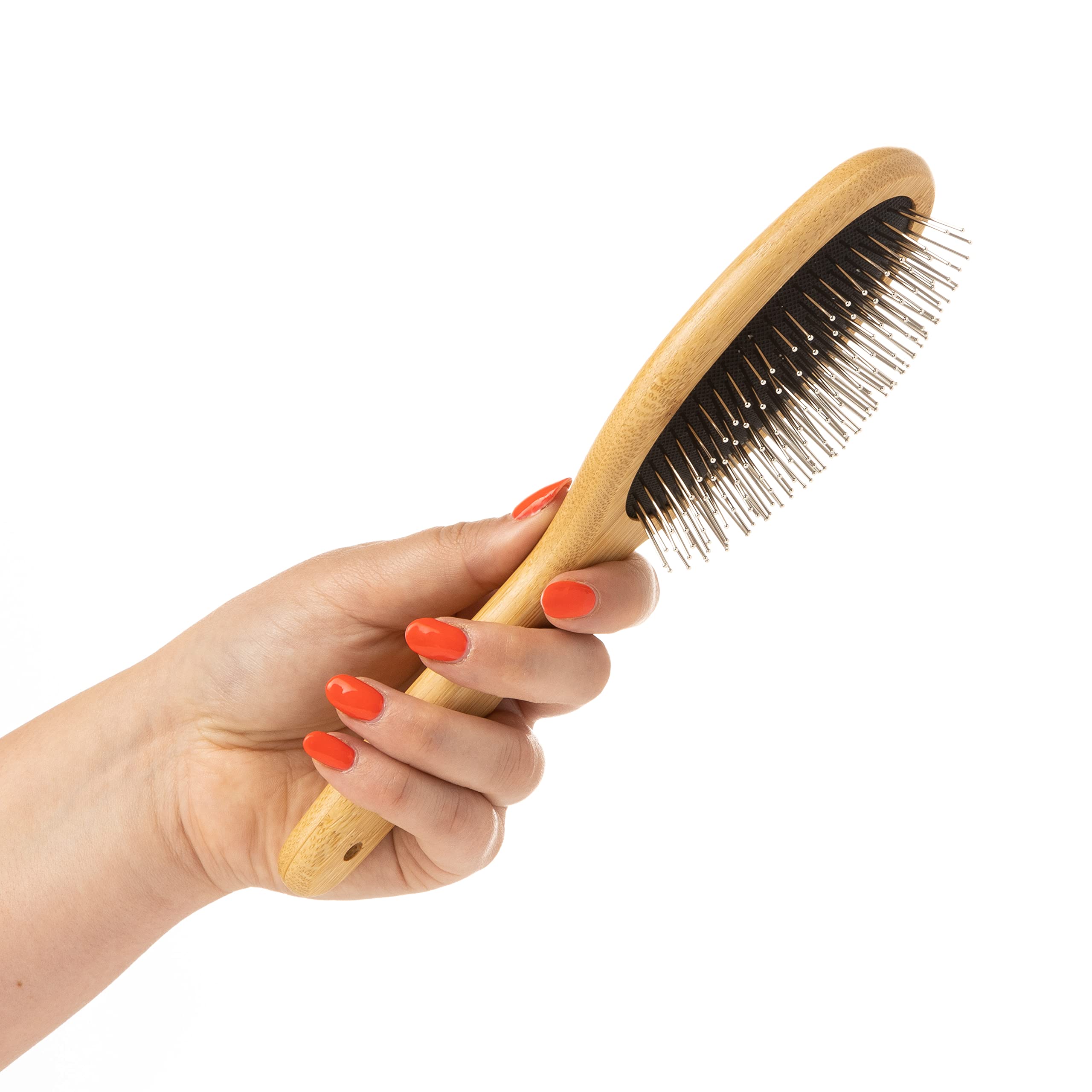 Mikki Bamboo Ball Pin Brush - Eco-Friendly Grooming for Medium to Thick Coats | Large 3