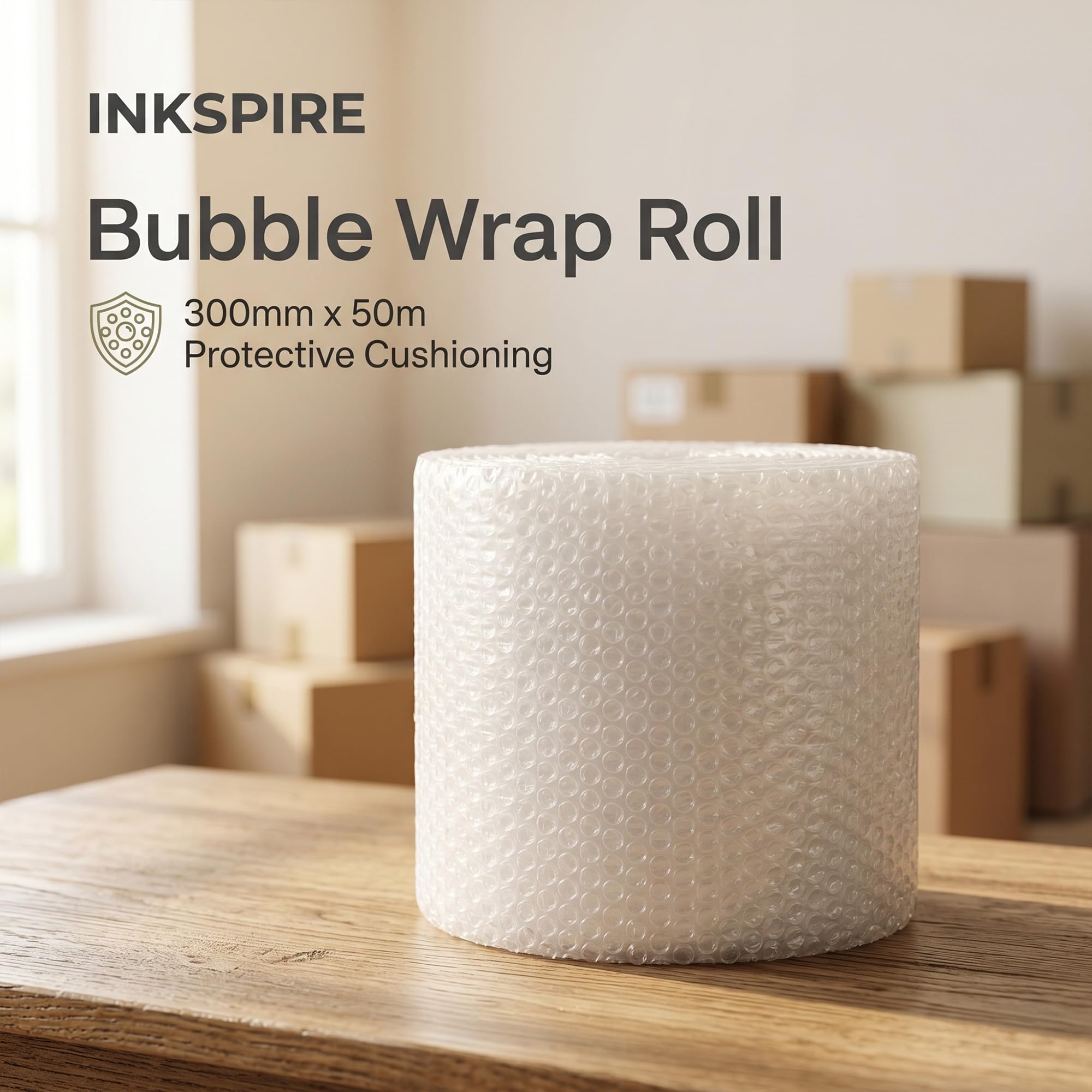 Inkspire Bubble Wrap Roll - 300mm x 50m Small Air Bubbles for Packing & Shipping 3