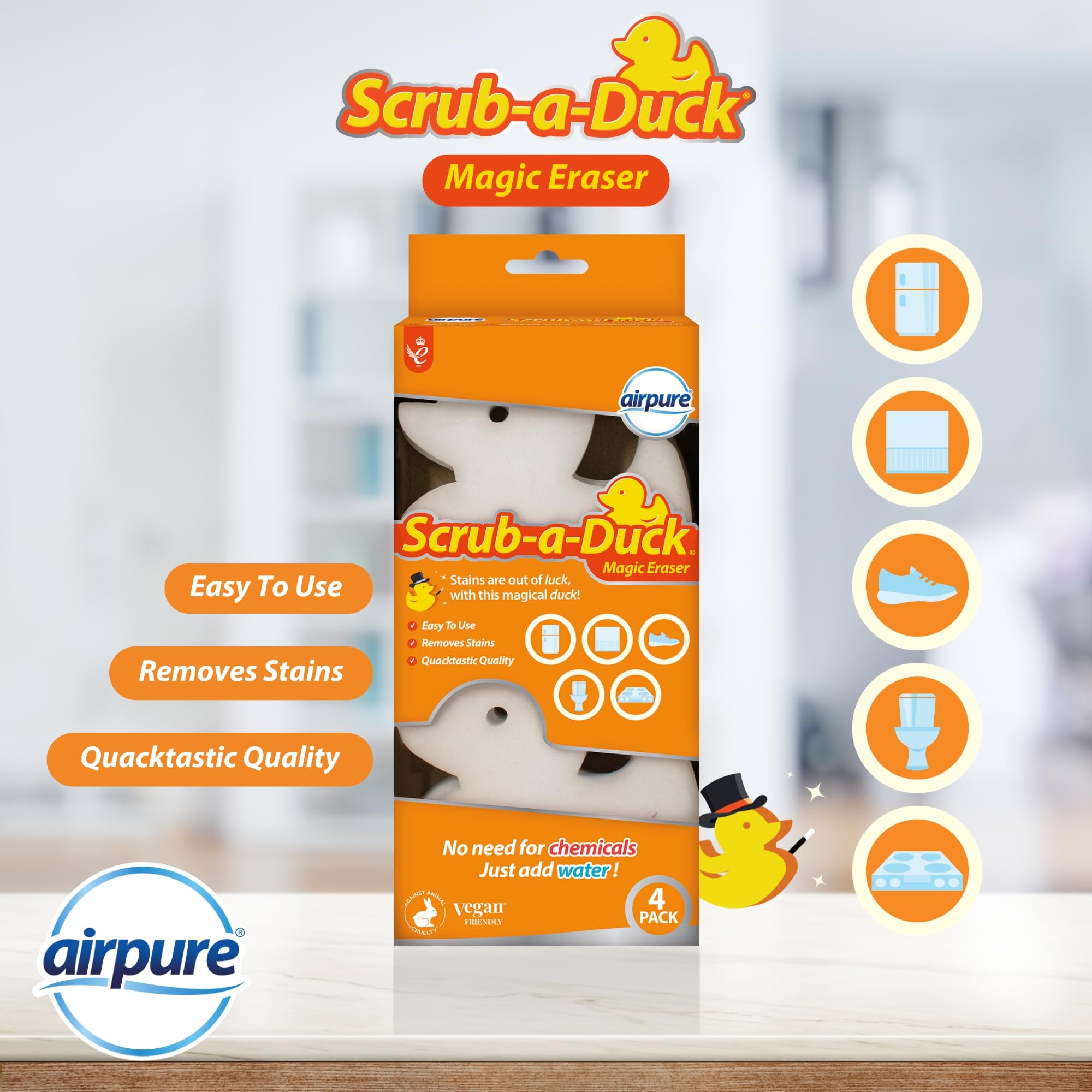 airpure Scrub-a-Duck Magic Eraser - Chemical-Free Stain Removal | Foam Material | 30g
