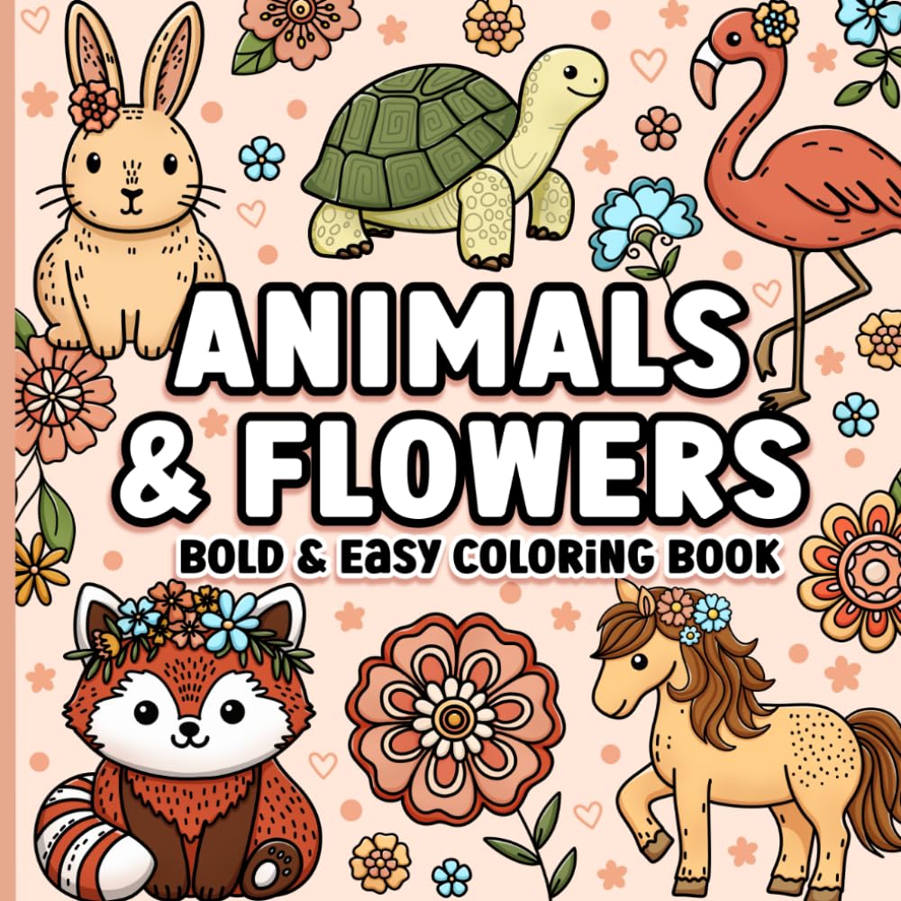 BJB Publishing / Blue Jewel Books Bold and Easy Coloring Book: Animals and Flowers for Adults and Seniors | Paperback
