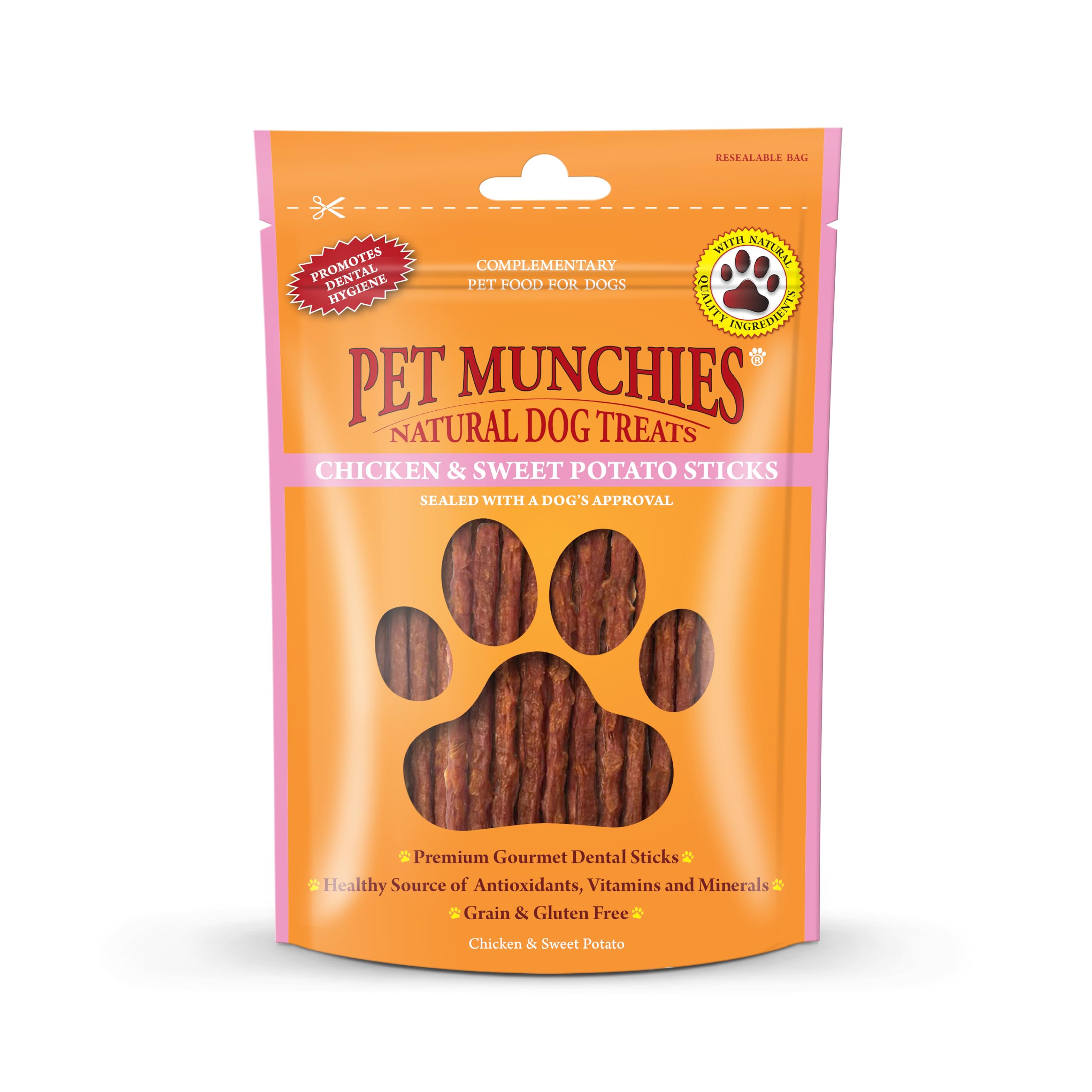 PET MUNCHIES Chicken and Sweet Potato Grain-Free Dental Sticks for Dogs | 90g Pouch 1