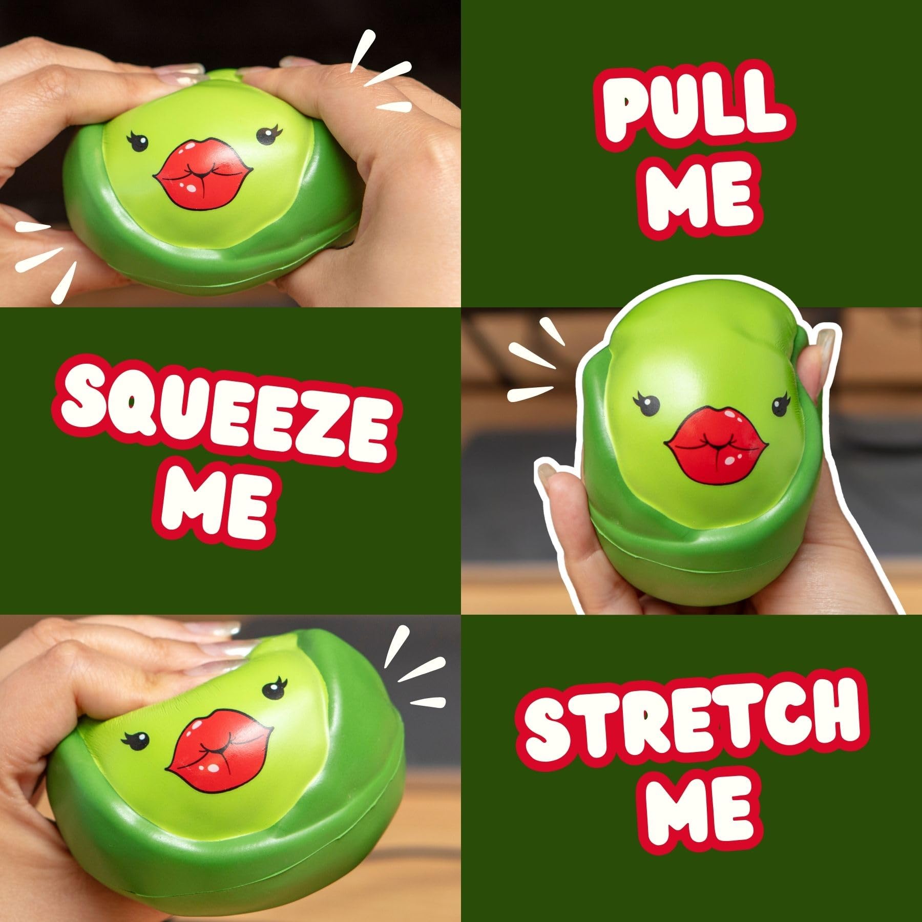 Boxer Gifts Brussels Pouts Squishy Stress Ball - Funny Stress Relief Toy for Adults | Green PU Material 3