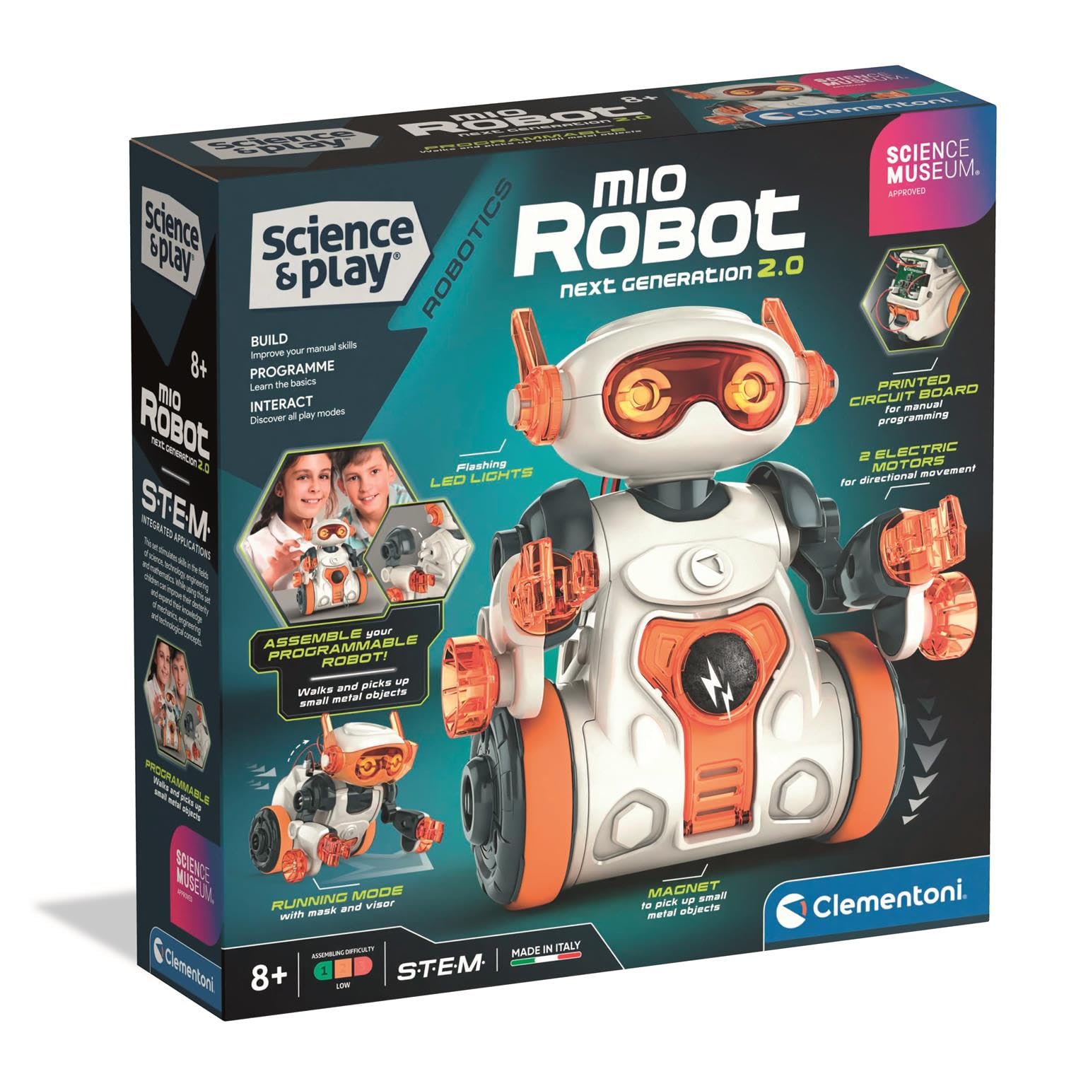 Clementoni Science Museum Mio Robot 2.0 - Build & Code STEM Kit | Ages 8+