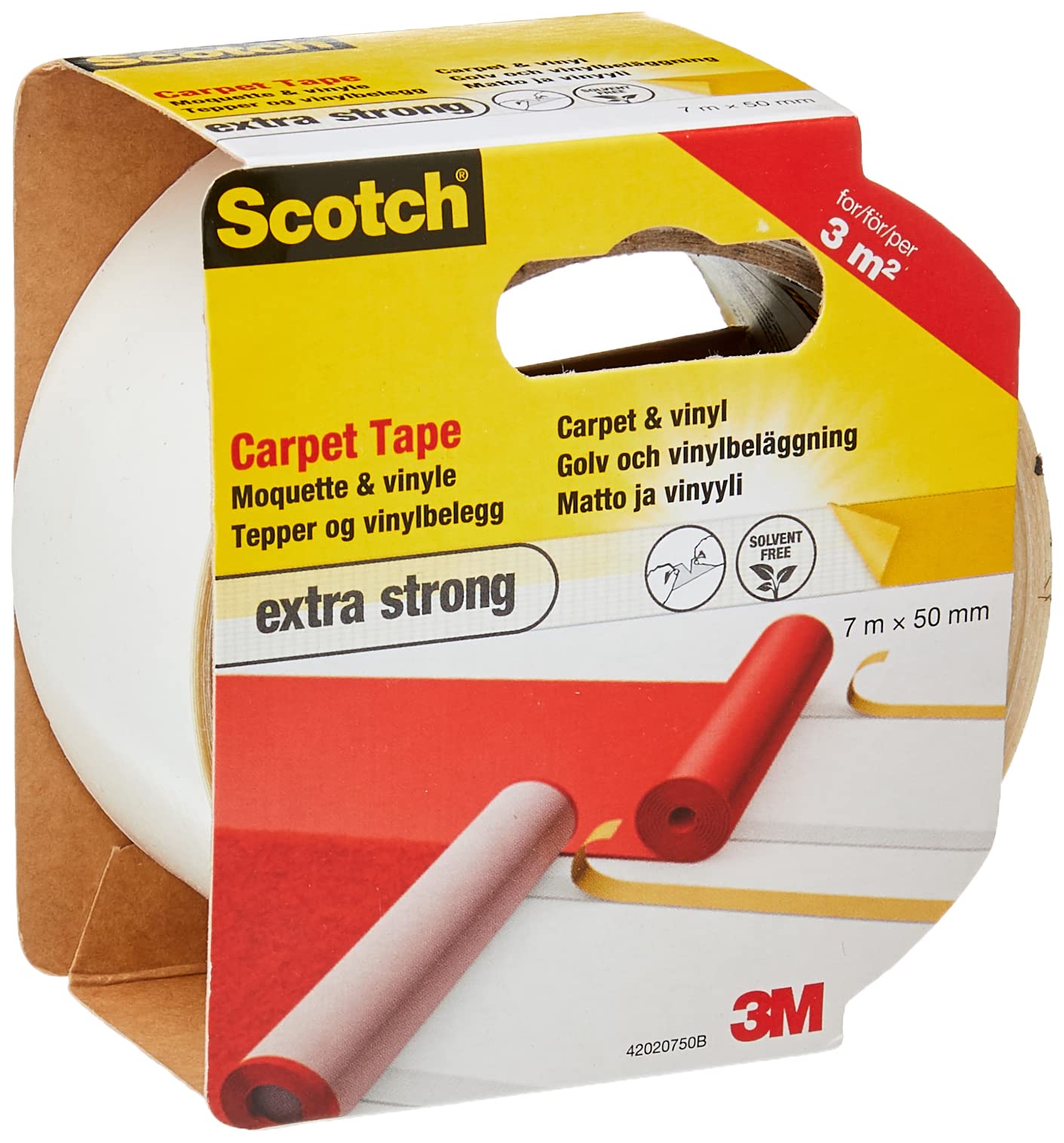 ScotchBlue Extra Strong Carpet Tape - Double-Sided Adhesive | 50 mm x 7 m | White
