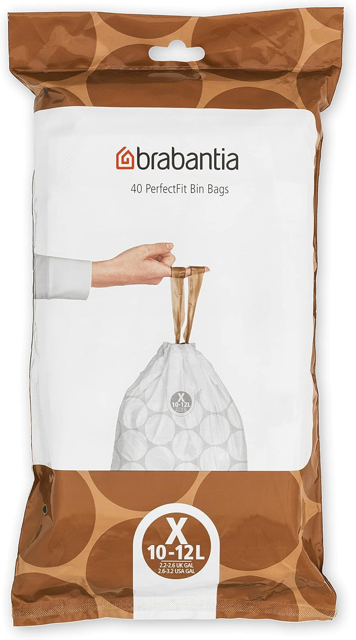 Brabantia PerfectFit Bin Liners Size X (10-12 Litre) Thick Plastic Trash Bags