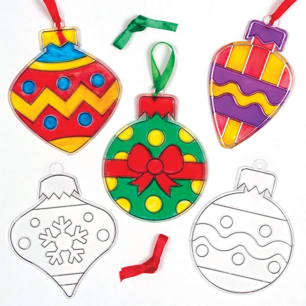 Baker Ross Christmas Bauble Suncatcher Craft Kit - Festive Acrylic Decorations for Kids (Pack of 8)