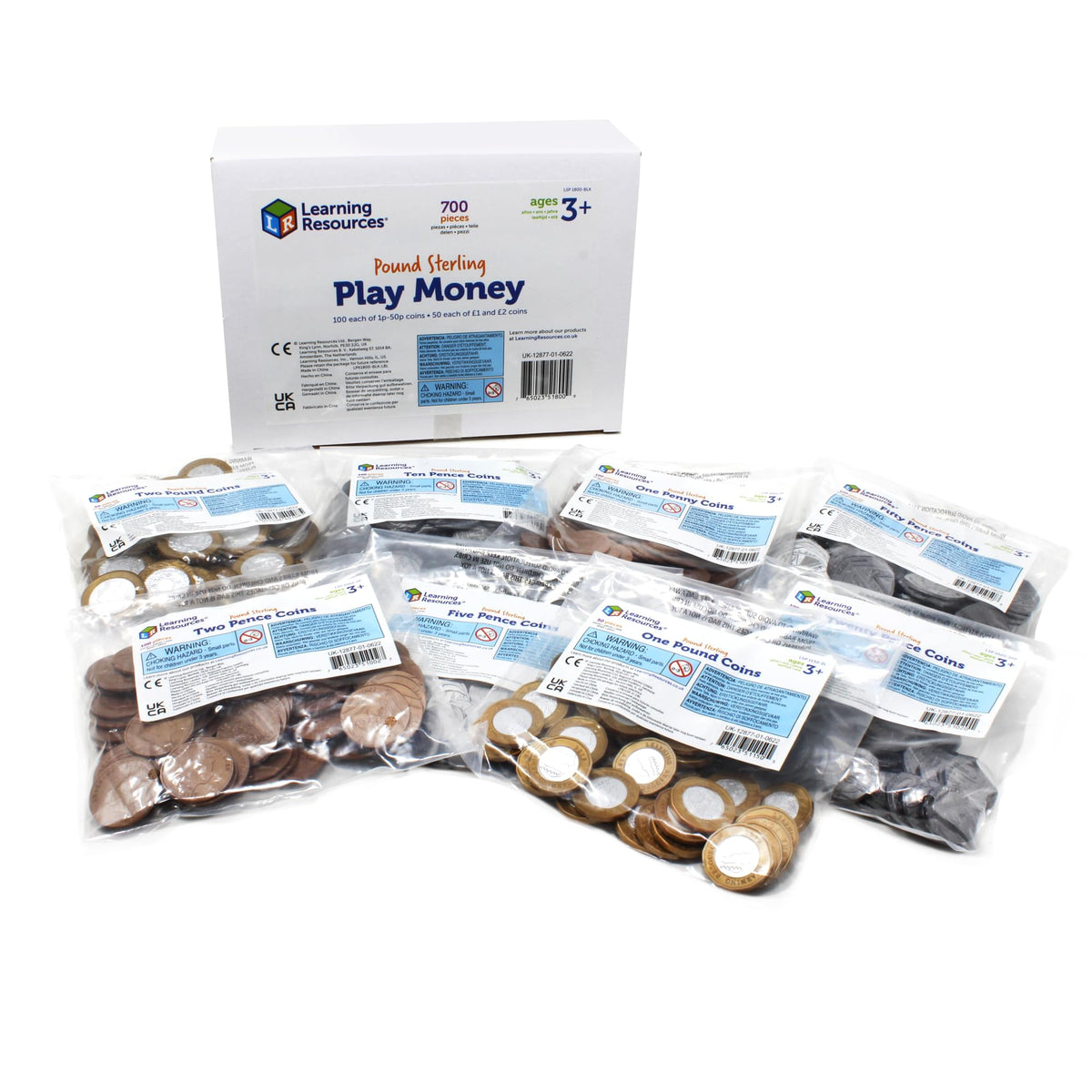 Learning Resources Bulk Play Money Pack - 700 UK Coins, Ages 3–7