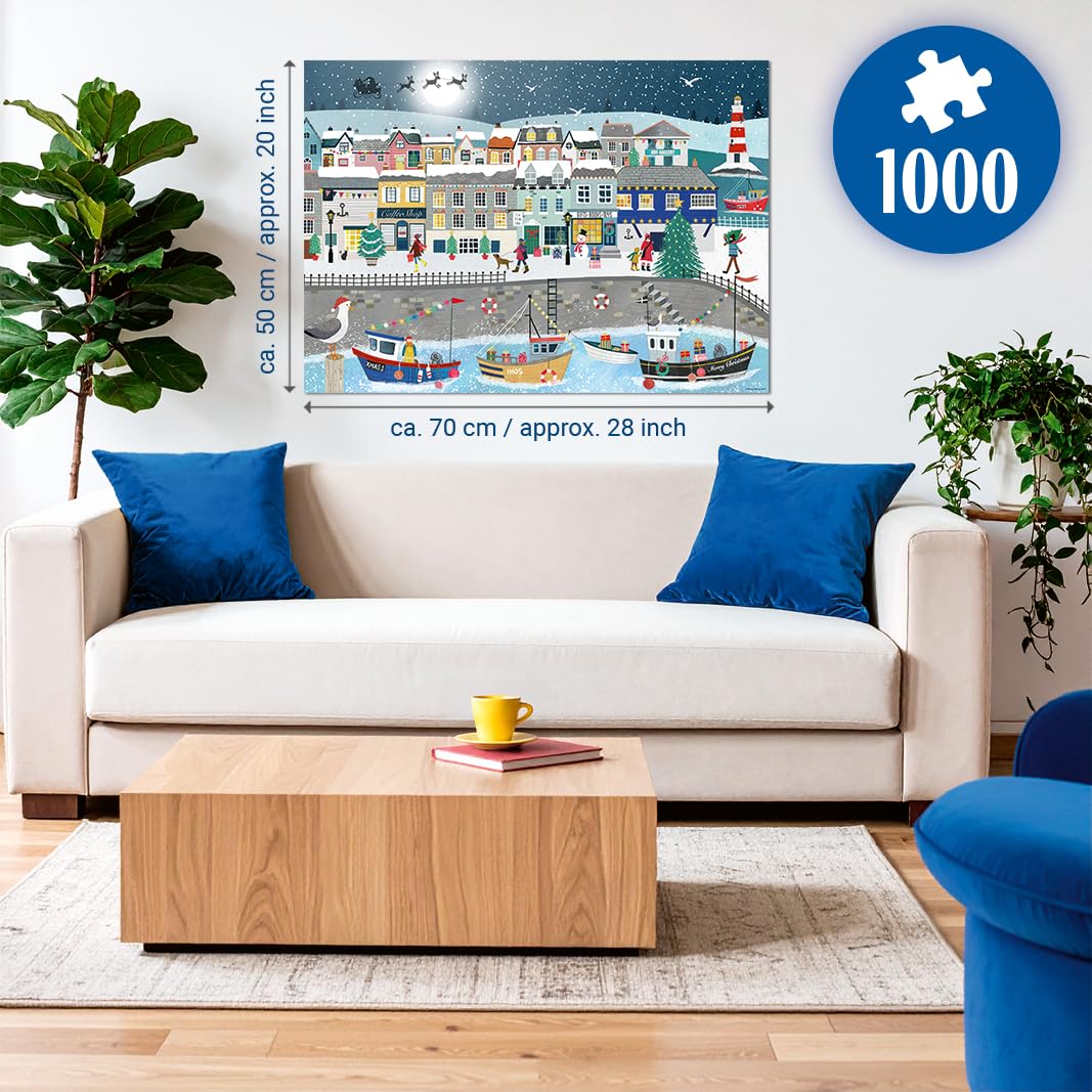 Ravensburger Coastal Christmas 1000 Piece Jigsaw Puzzle - Festive Harbour Scene | Adults & Children 12+ | 70 x 50cm