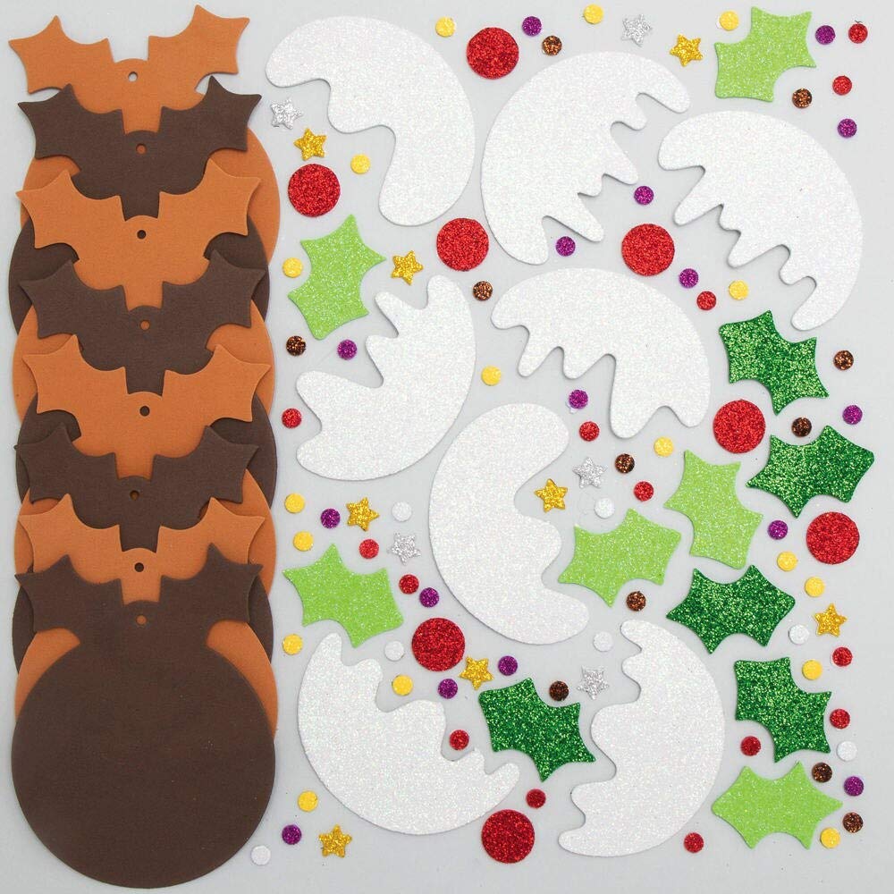 Baker Ross AX344 Christmas Pudding Mix and Match Decoration Craft Kit - 8 Pack, Ages 3+ 6