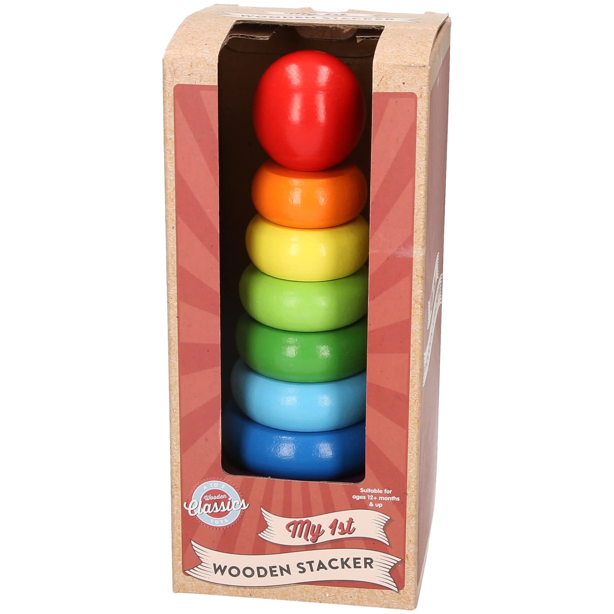 Atoz Wooden Rainbow Stacker Toy - Classic Ring Tower for Ages 12 Months+ 2