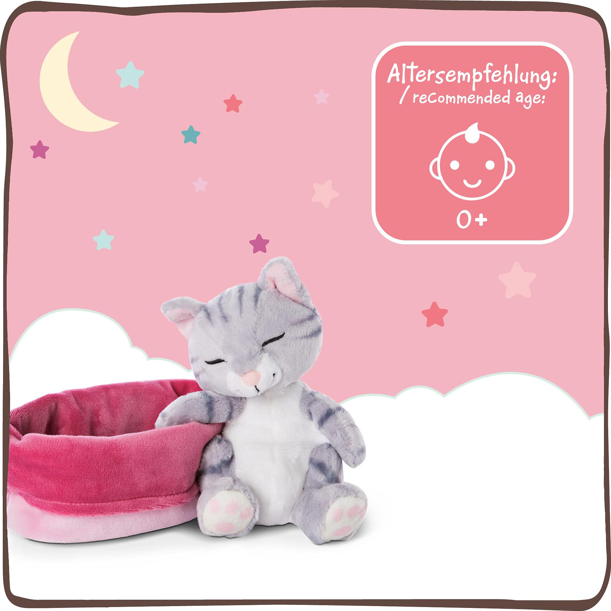 NICI Sleeping Kitties Soft Toy Cat in Pink-Purple Basket - 16 cm Plush Cuddly Animal for Babies & Kids 7