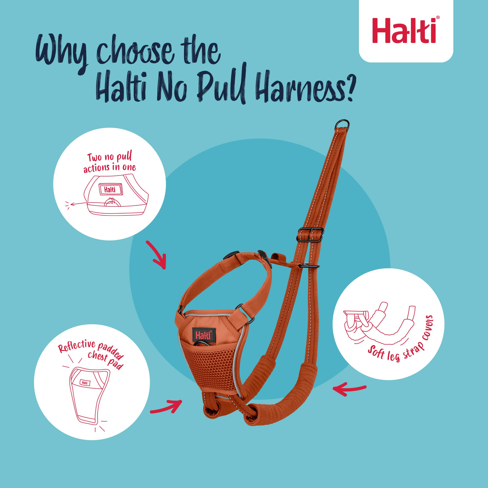 Halti No Pull Harness - Stops Leash Pulling | Adjustable | Size S | Burnt Orange 3