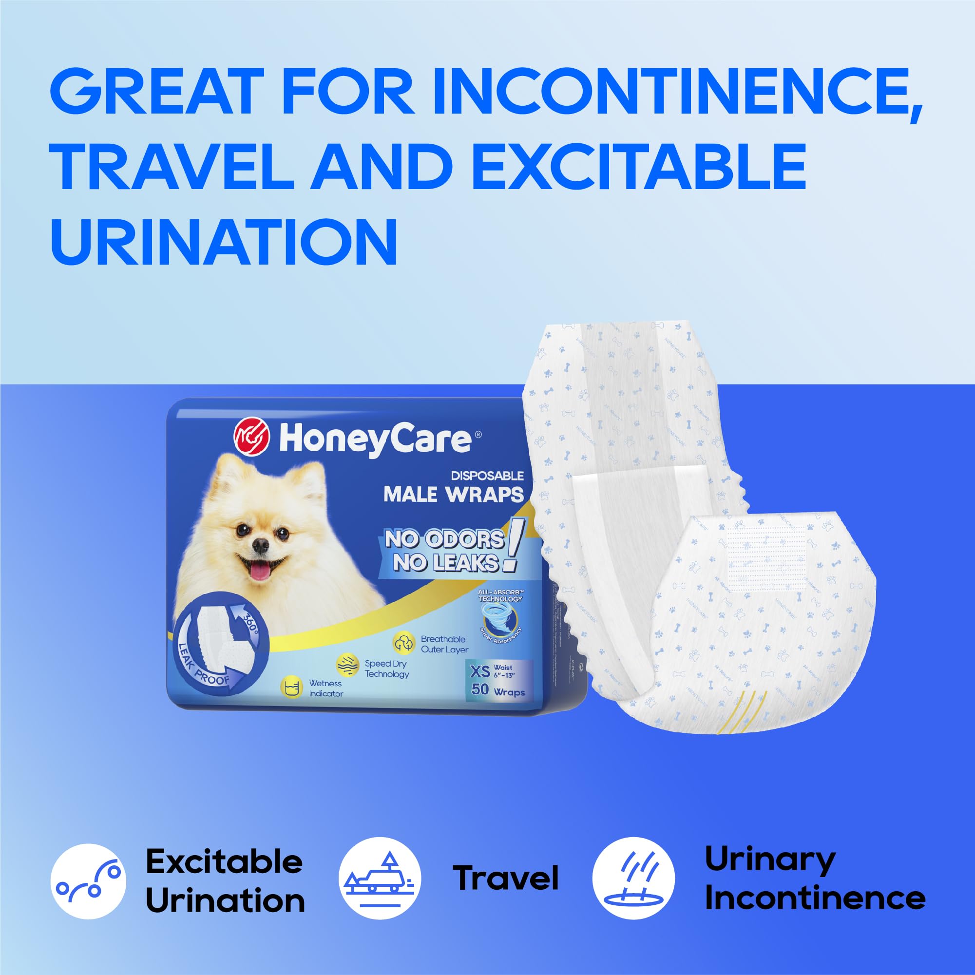 HONEY CARE All-Absorb A27 Male Dog Wrap - Extra Small Size | 50 Count 6