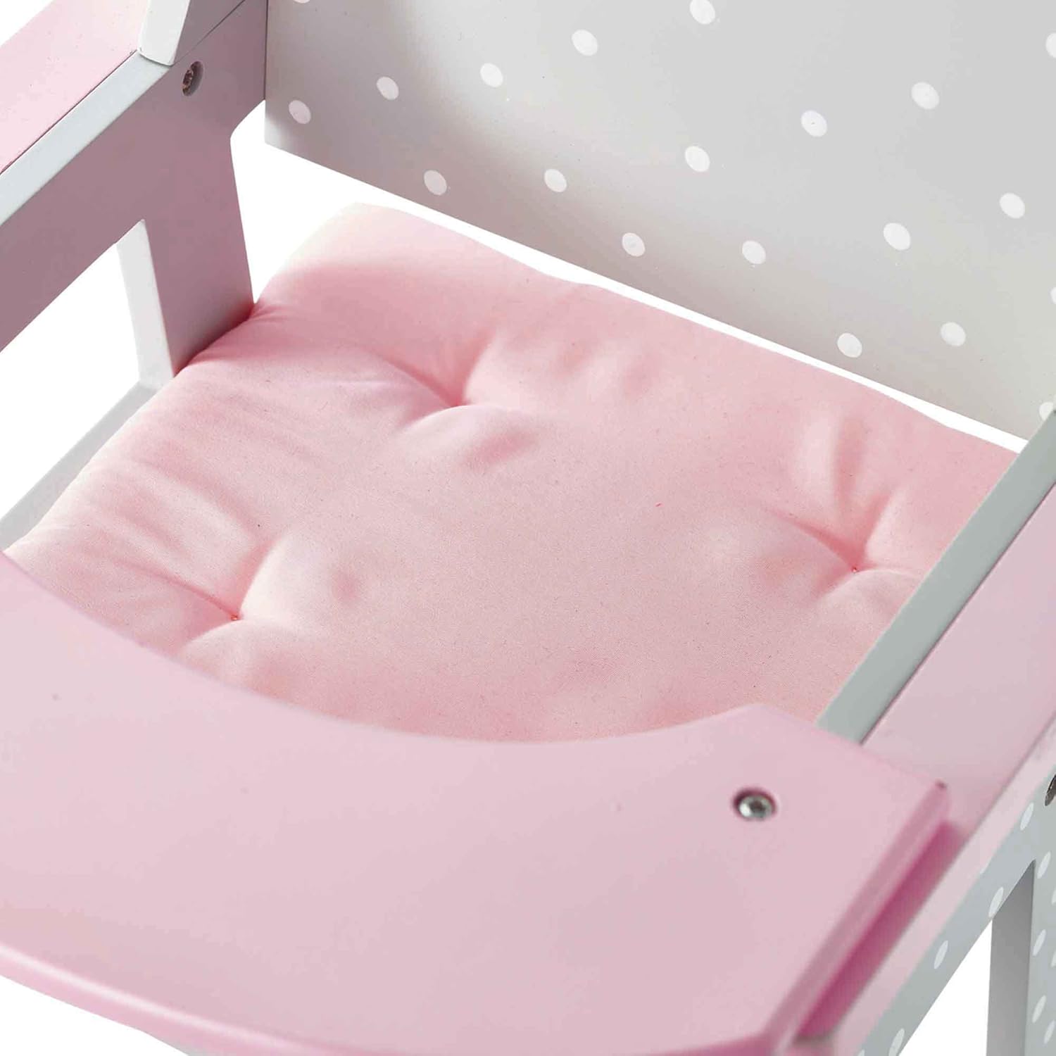 Olivia's Little World Little Princess Pink Polka Dot Wooden Baby Doll High Chair - Doll Furniture for 16-18" Dolls 4
