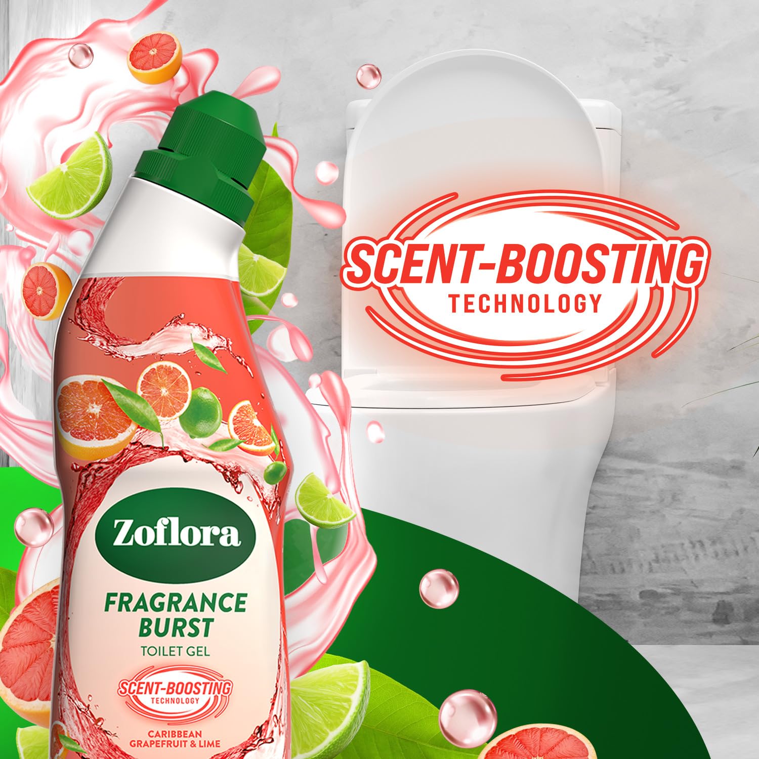 Zoflora Fragrance Burst Toilet Gel - Kills 99.9% Bacteria | 750 ml | Caribbean Grapefruit Scent 2