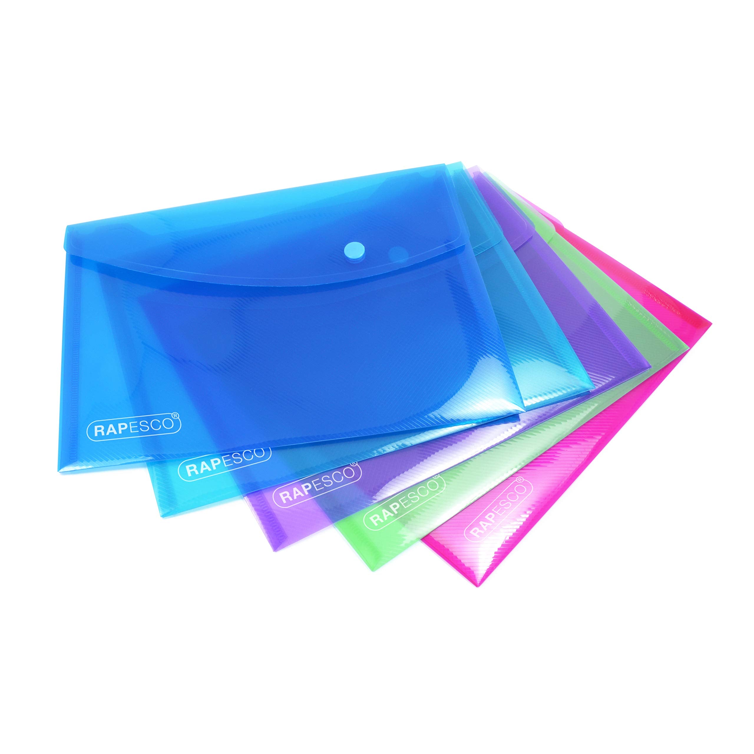 RAPESCO A5 Bright Transparent Popper Wallet - 75 Sheet Capacity | Pack of 25 | 100% Recycled PP 4