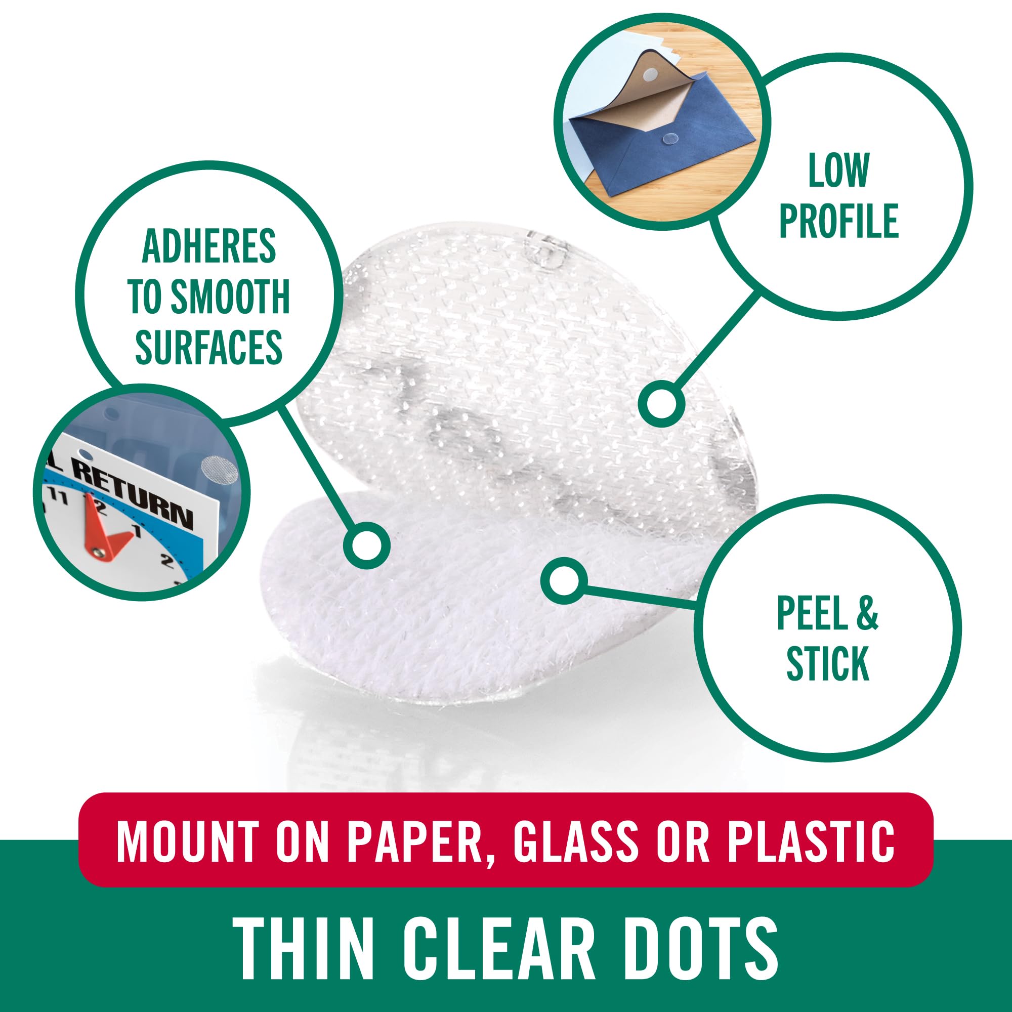 VELCRO Brand Thin Clear Stick On Coins/Dots - Double Sided Hook & Loop Fasteners | 3/8in 2