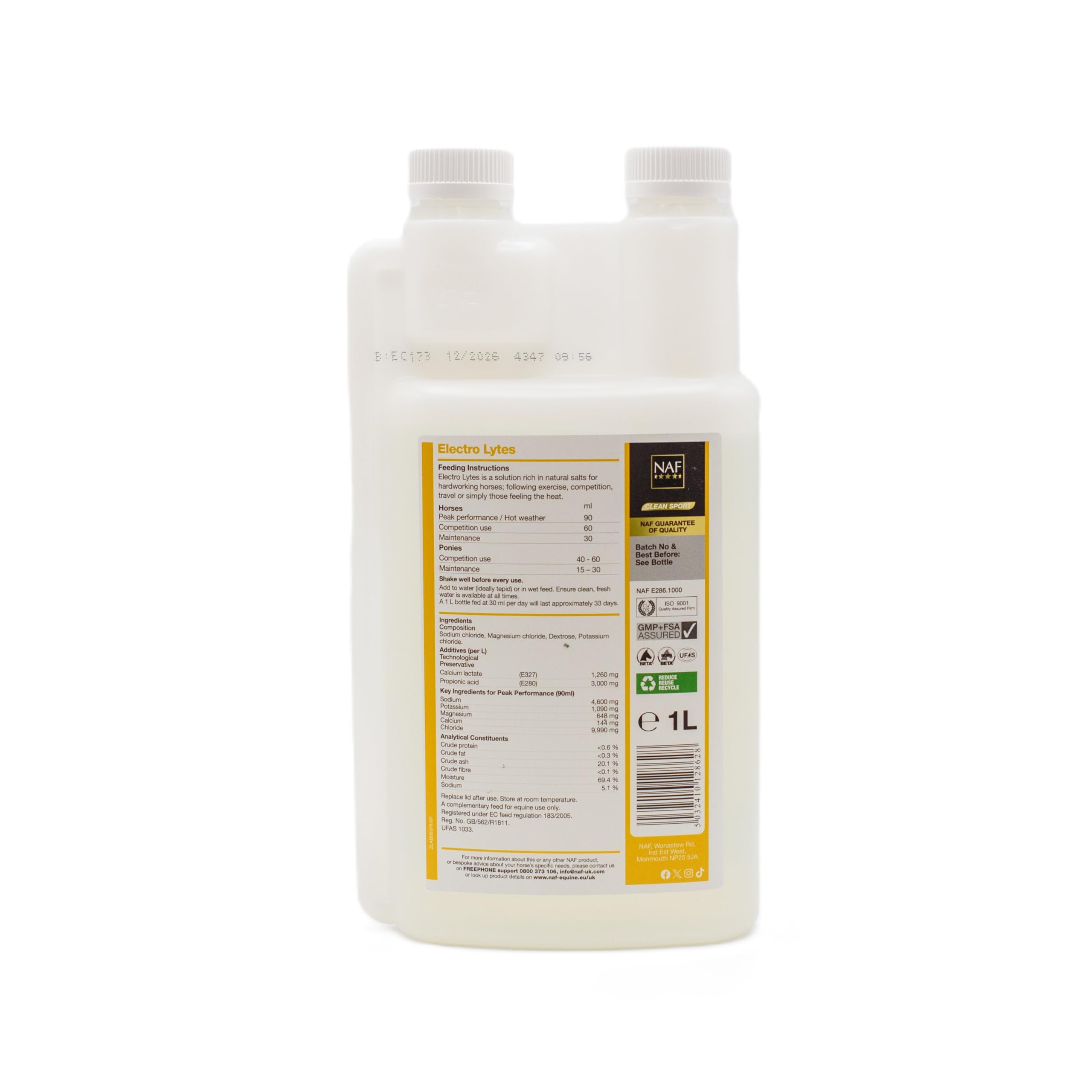 NAF Liquid Electro Lytes - Fast-Absorbing Electrolyte Supplement for Horses | 1L Bottle 4