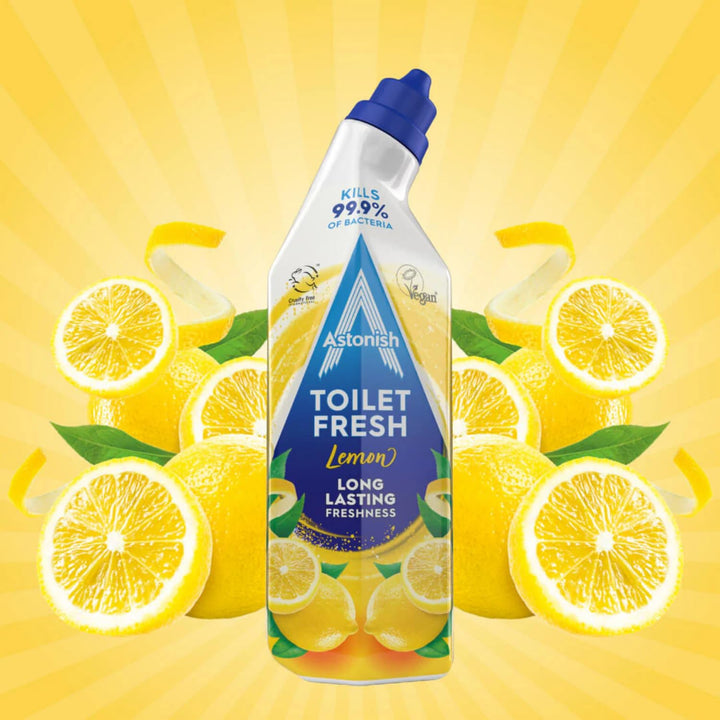 Astonish - Toilet Fresh Gel, Kills 99.9% of Bacteria, Limescale Prevention, Lemon Scent, 500g