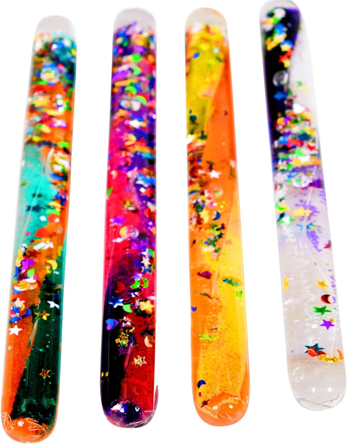 Playlearn Glitter Wand Magic Wonder Tube - Sensory Visual Stimulation Toy for Kids, Teachers, Therapists - 4 Multicolor Tubes
