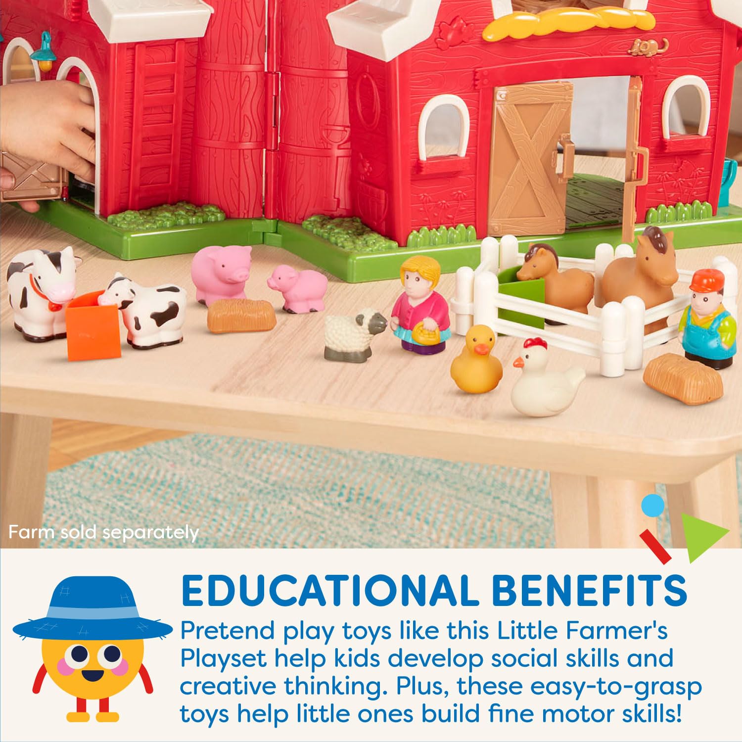 Battat Farm Animal Play Set - 25-Piece Farm Playset with Tractor, Animals & Fences 9