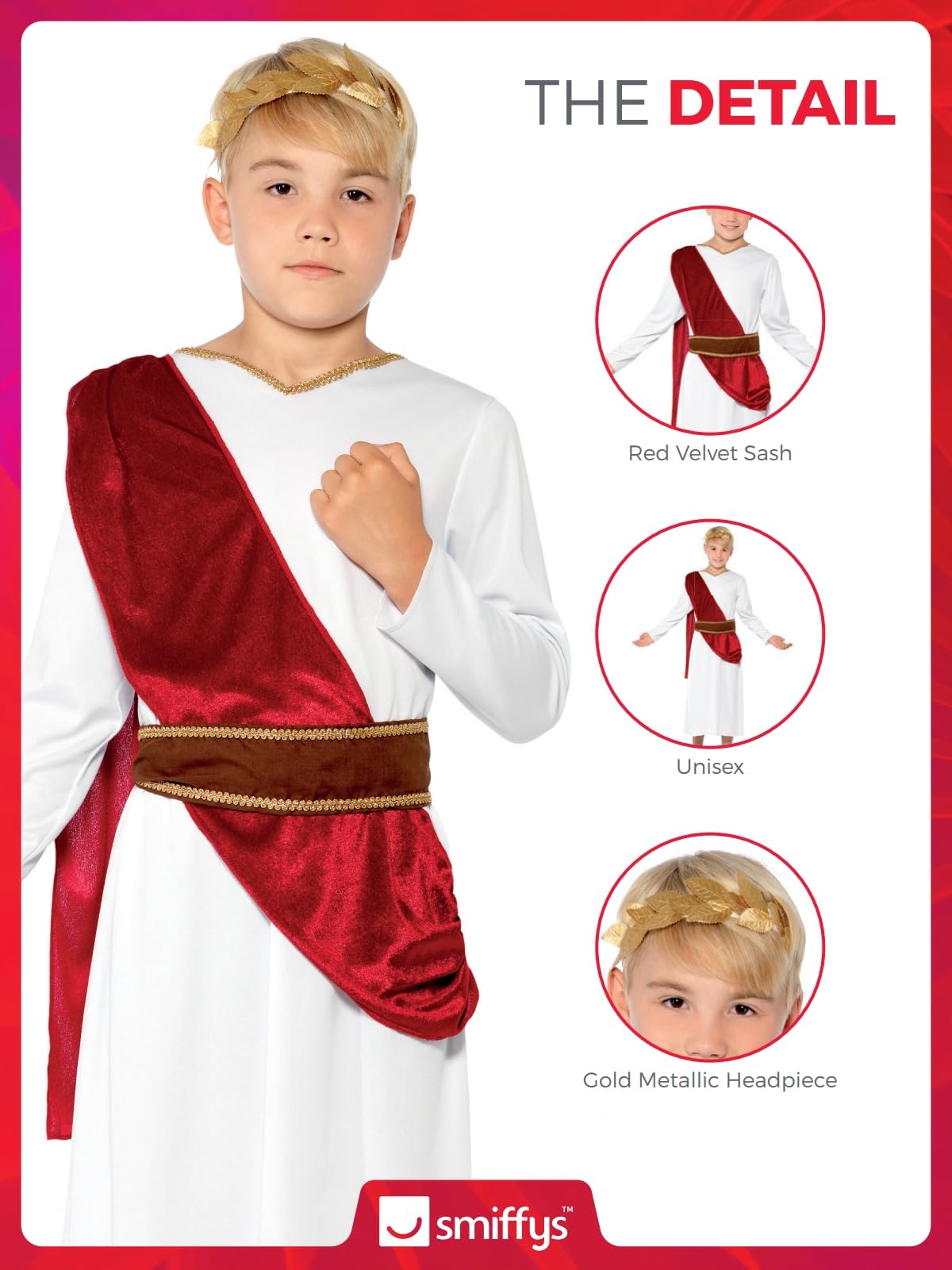 Smiffys Child Roman Boy Fancy Dress Costume with Robe, Belt, and Headpiece 5
