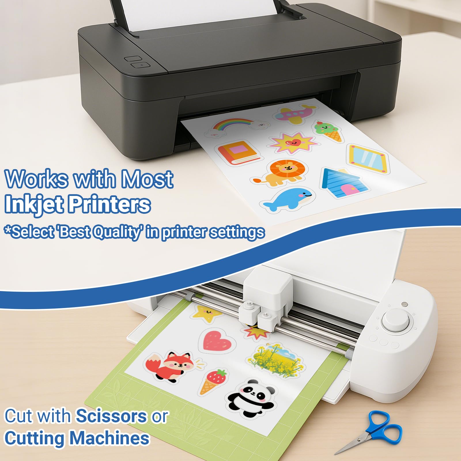 Euqvunn Glossy White Inkjet Sticker Paper - 18 A4 Sheets | Water-Resistant Vinyl 4