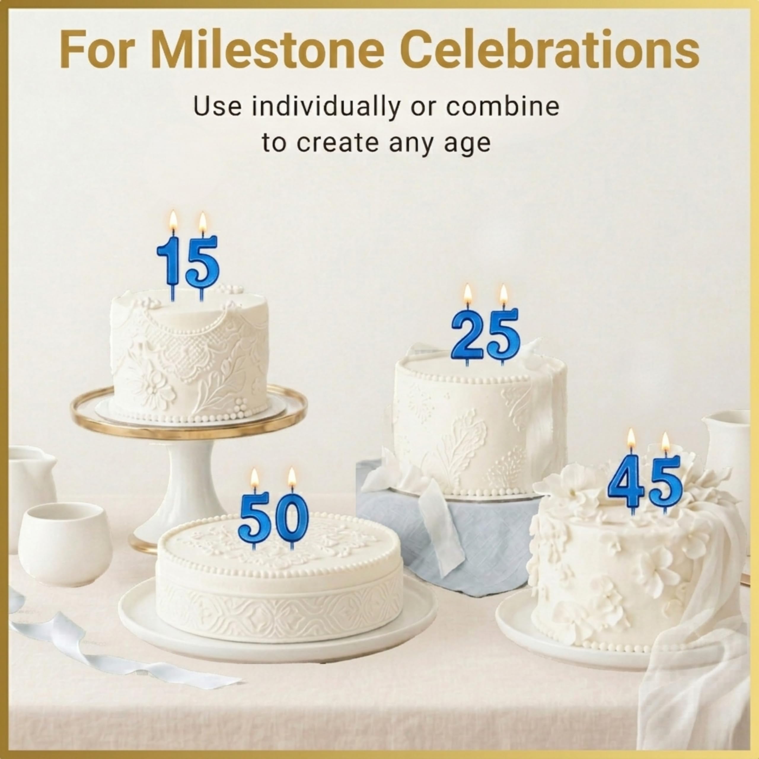 SHATCHI Number 5 Birthday Candle - Blue Wax Cake Topper for Milestone Celebrations | Smokeless, Non-Toxic 6