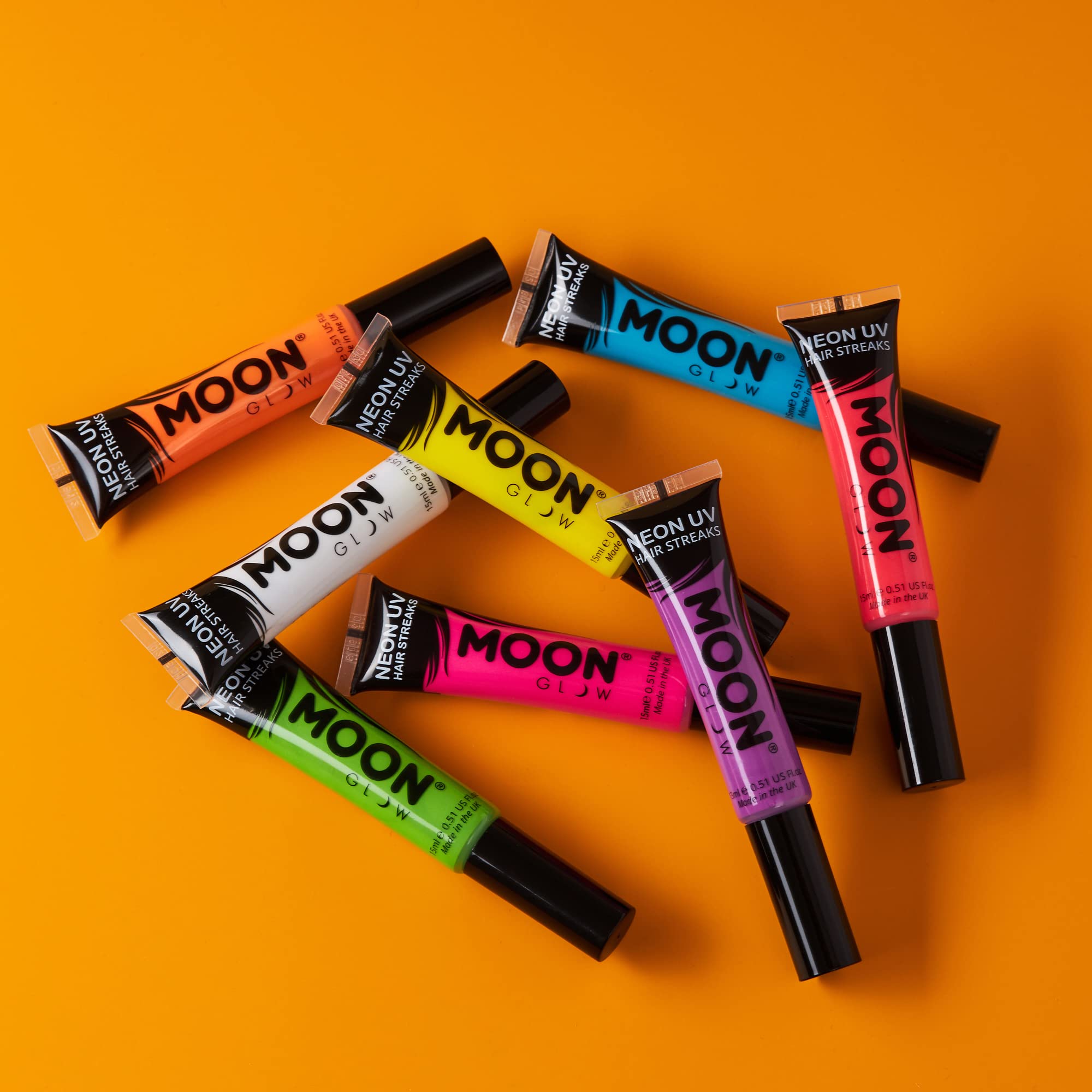 Moon Glow - Intense Neon UV Hair Streaks (Red) | Hair Mascara for Temporary Neon Hair Colour, Glows Under UV/Blacklight 5