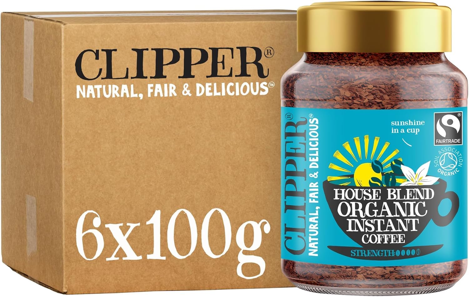 Clipper Natural, Fair & Delicious Organic Arabica Instant Coffee - 6 x 100g Jars | 600g Total 1